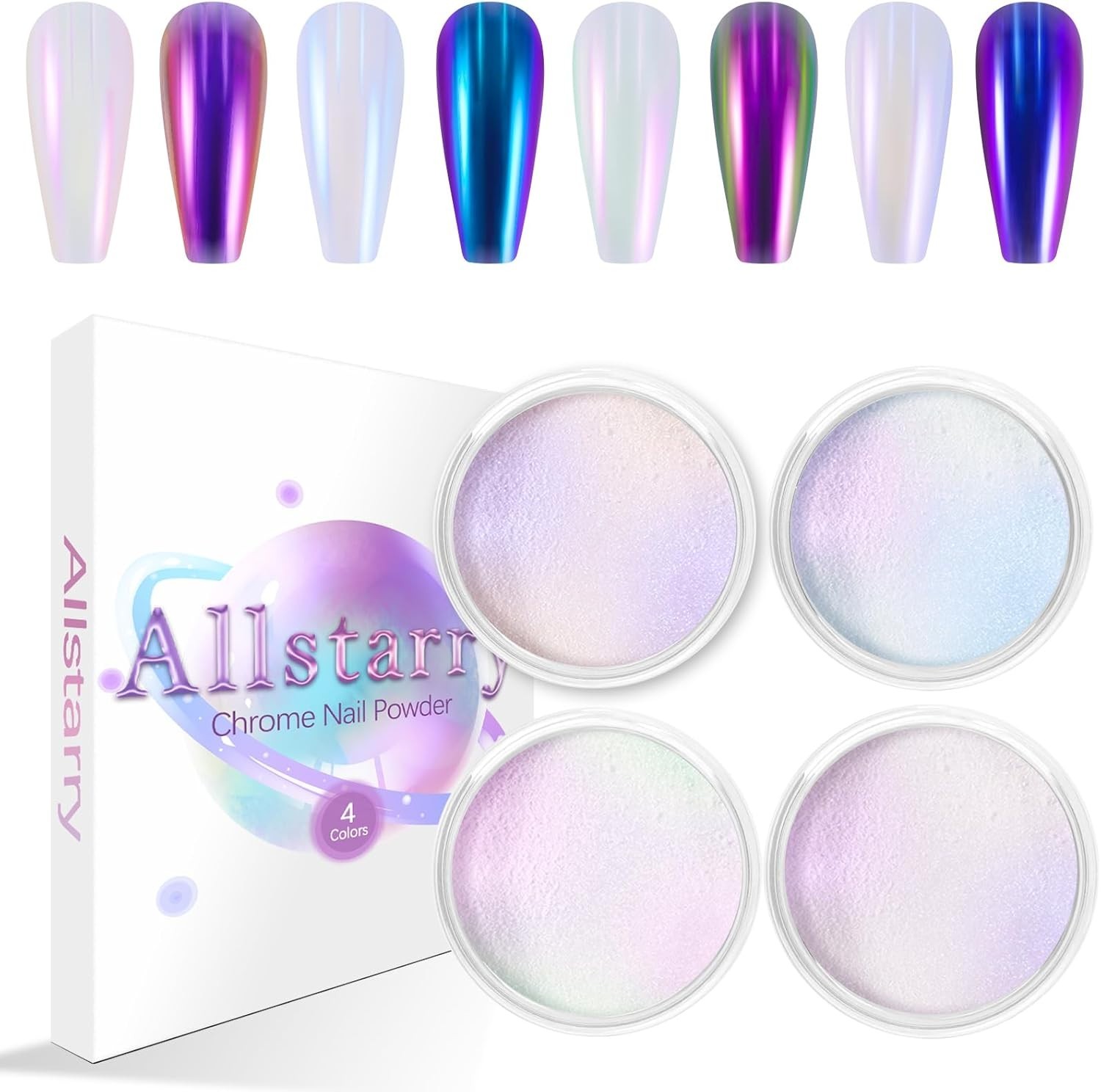 Pearlescent Chrome Nail Powder Set – 4 PCS for Professional-Level Nail Effects