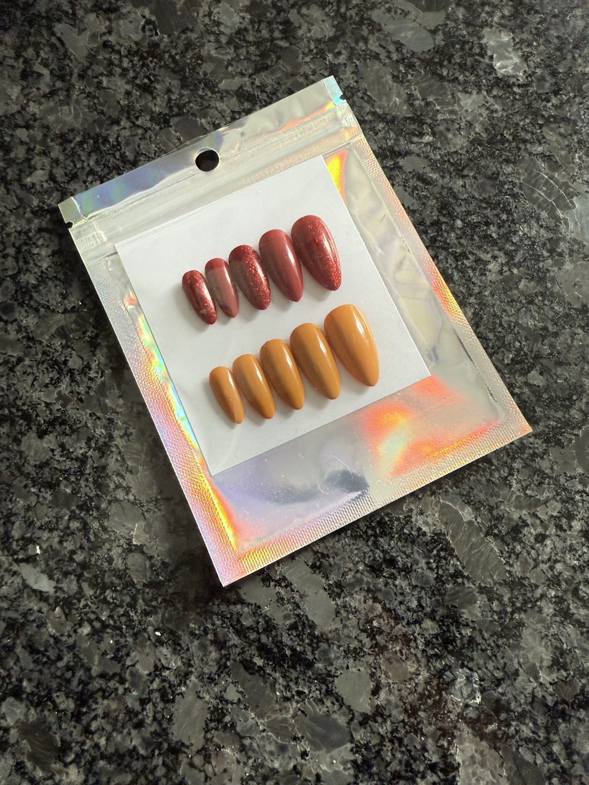 Yellow And Glitter Red Press On Nails Medium Length Almond Shape