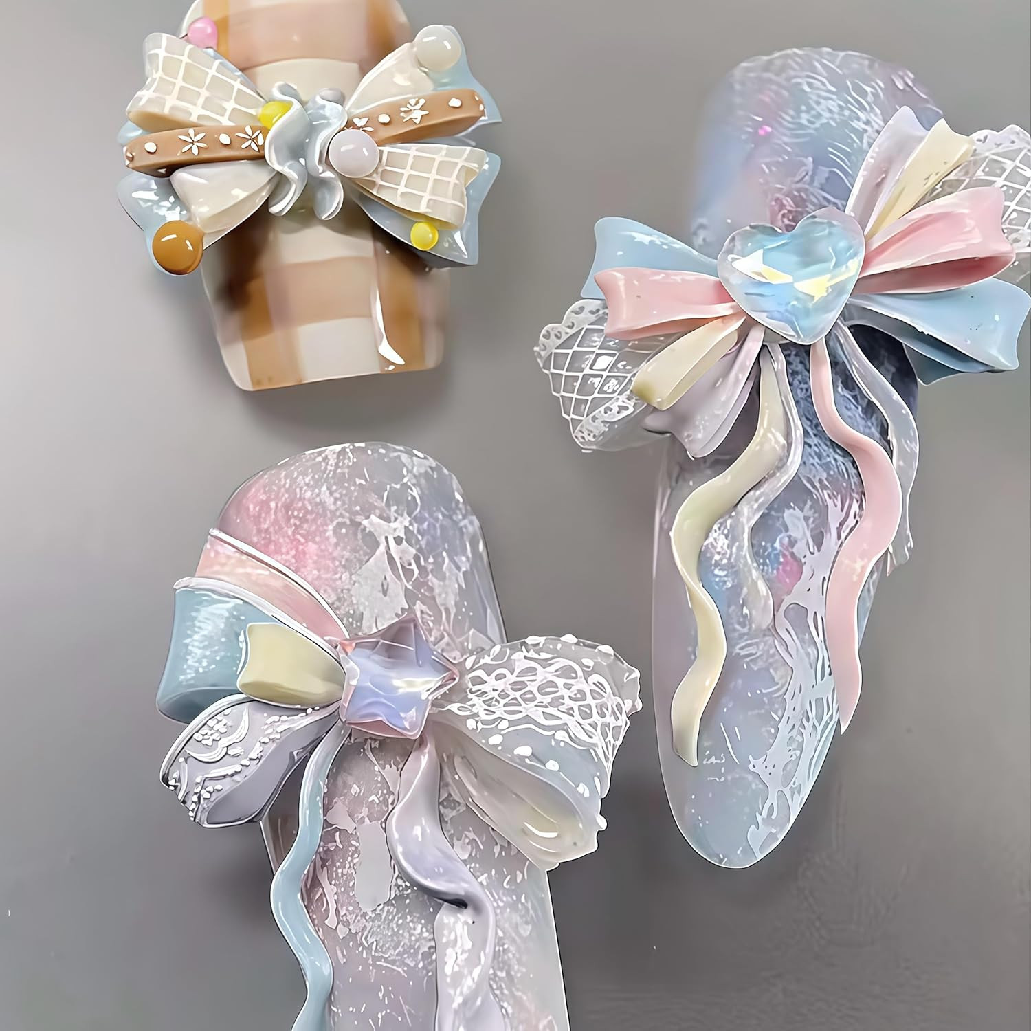 3D Gel Nail Art Resin Rosette Molds for Accessories Supplies Bow Knot Silicone T