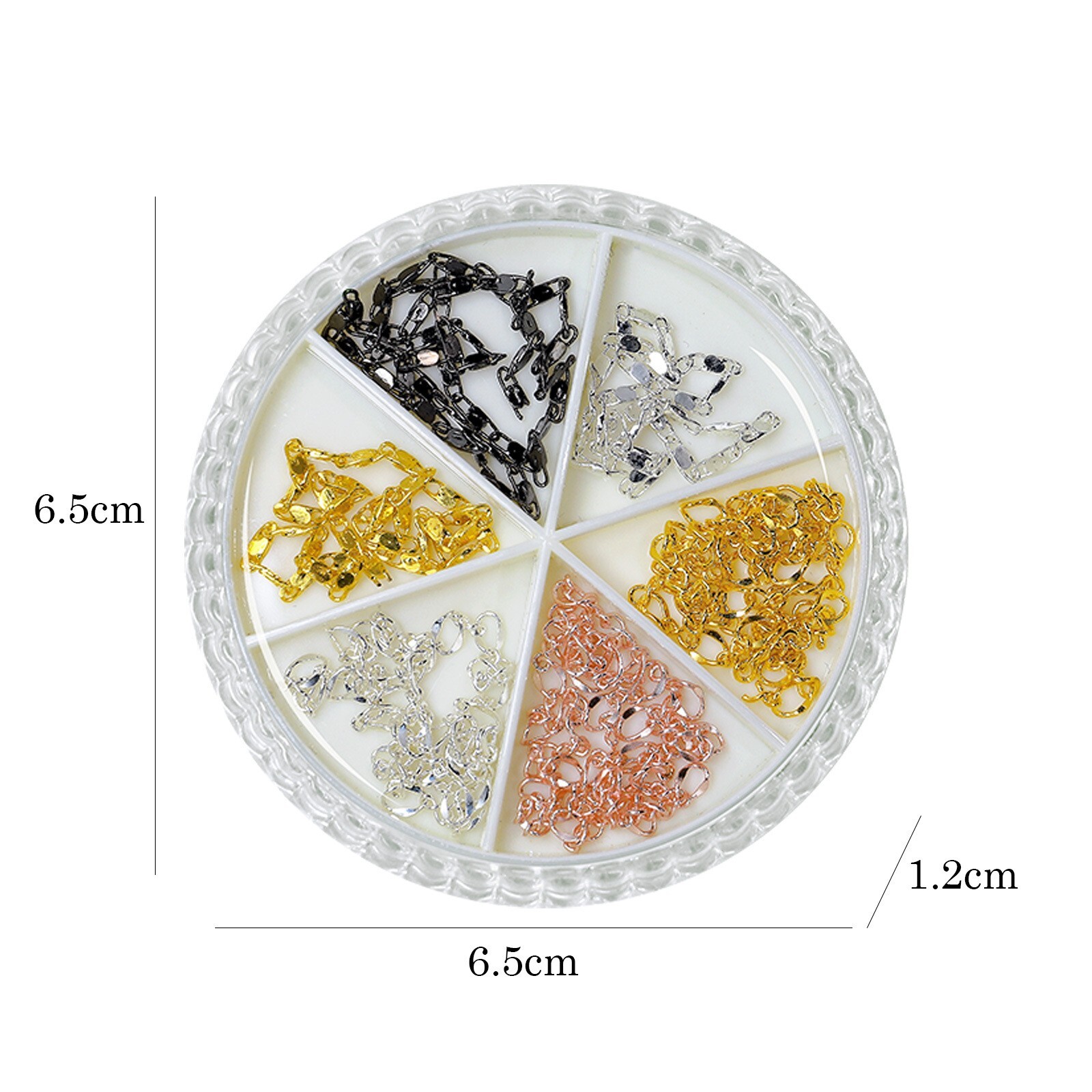 6 Grids Multi-Shape Nails Chain Metal for 3D Nail Art Decorations Accessories