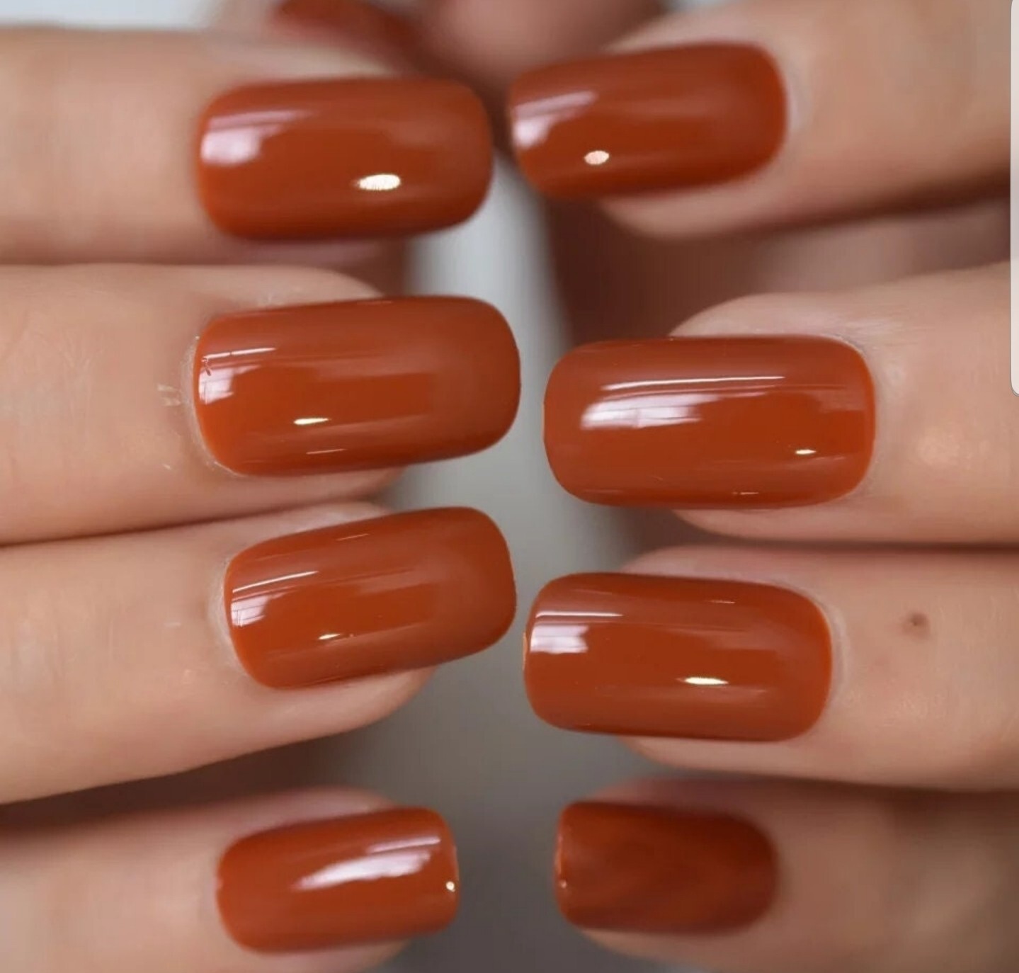 24 Autumn Glaze Burnt umber Medium Square press on Nails Glue on glaze orange