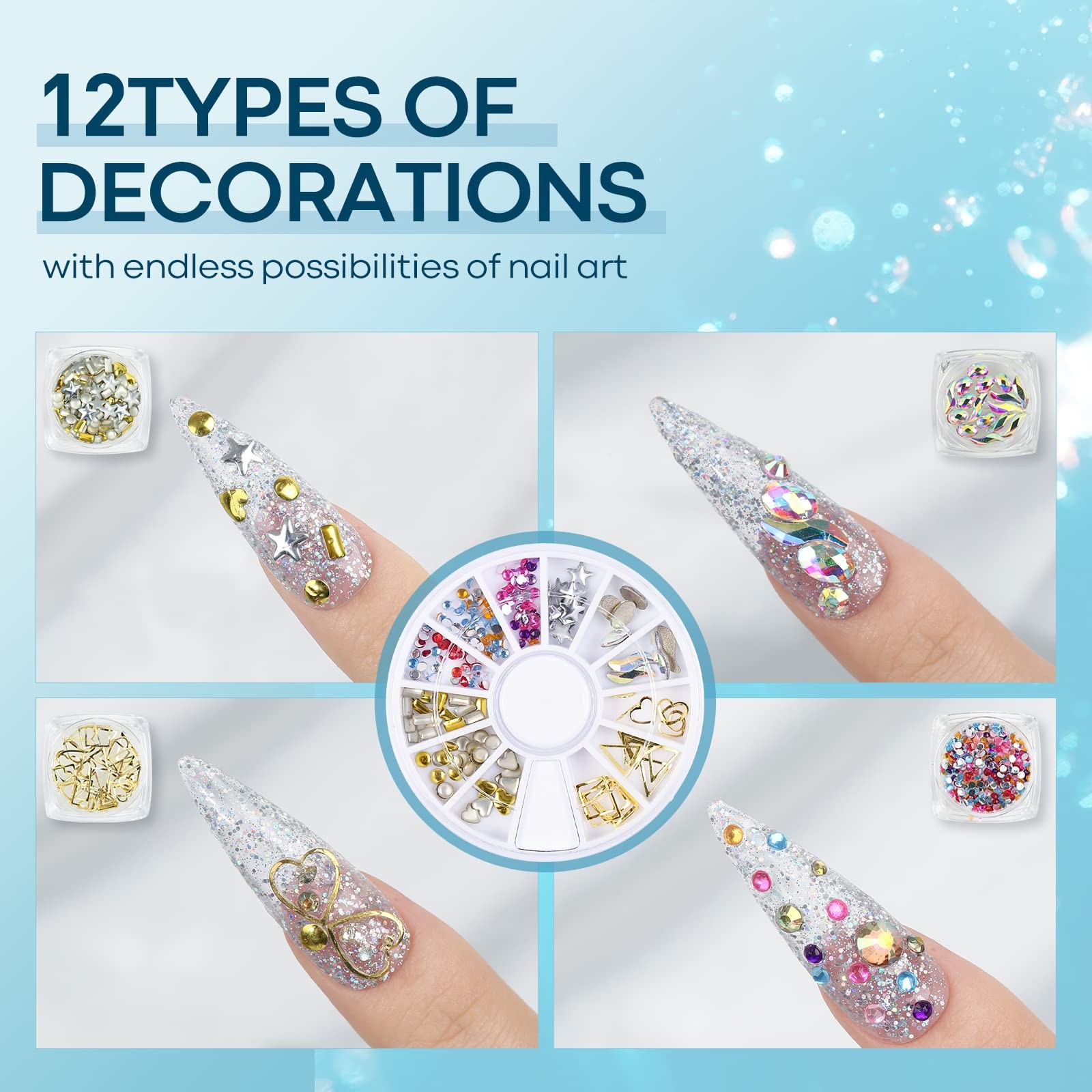 modelones Rhinestone Glue No Wipe Nail Gem Super A3-Rhinestone Set