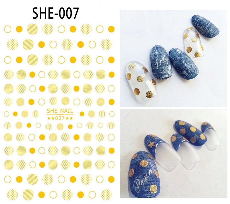New 35 Styles 3D Gold/Silver Nail Art Sticker Rose Flower Circle Star Line Decor