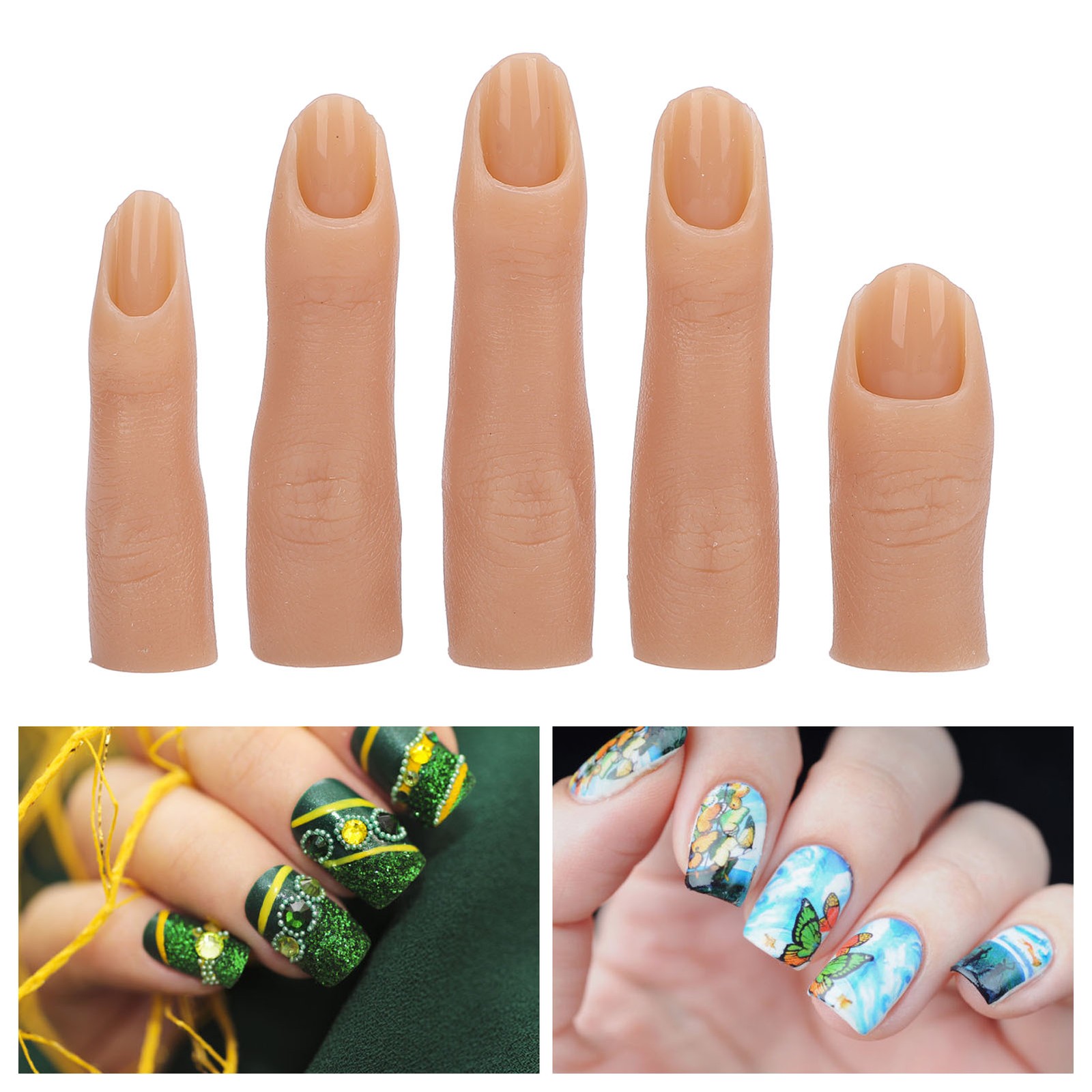 5 Pcs Silicone Nail Practice Finger High Elasticity For Nail Art Easy To Use