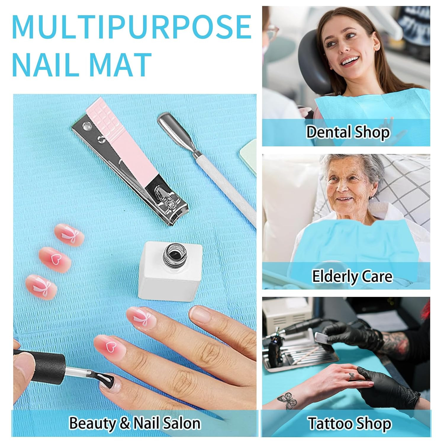 50pcs Disposable Nail Mats Foldable Nail Paper Towels for Table Acrylic Nail Pra