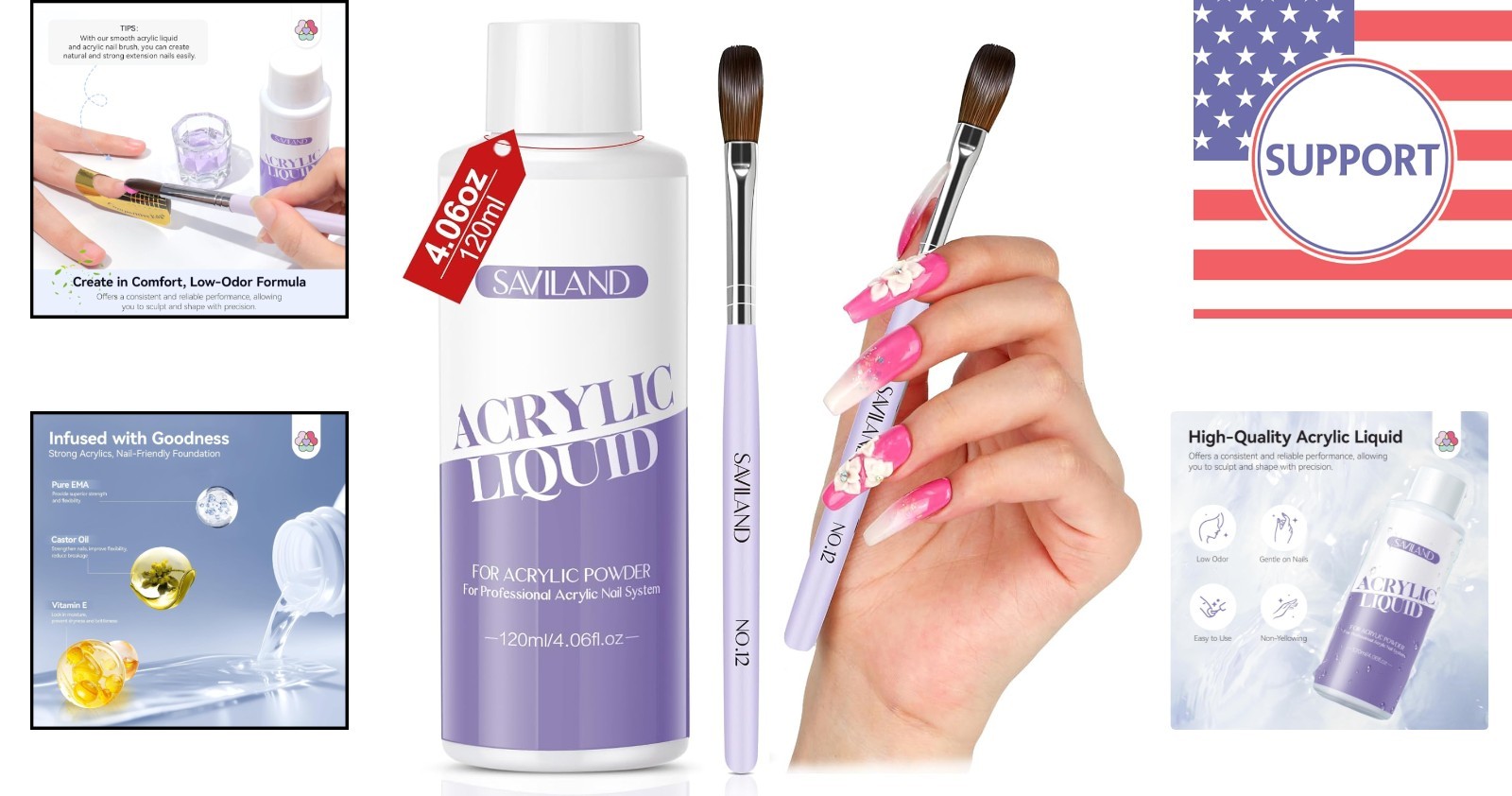 Healthy 4oz Monomer with Brush: Non-Yellowing Formula for Lasting Nails