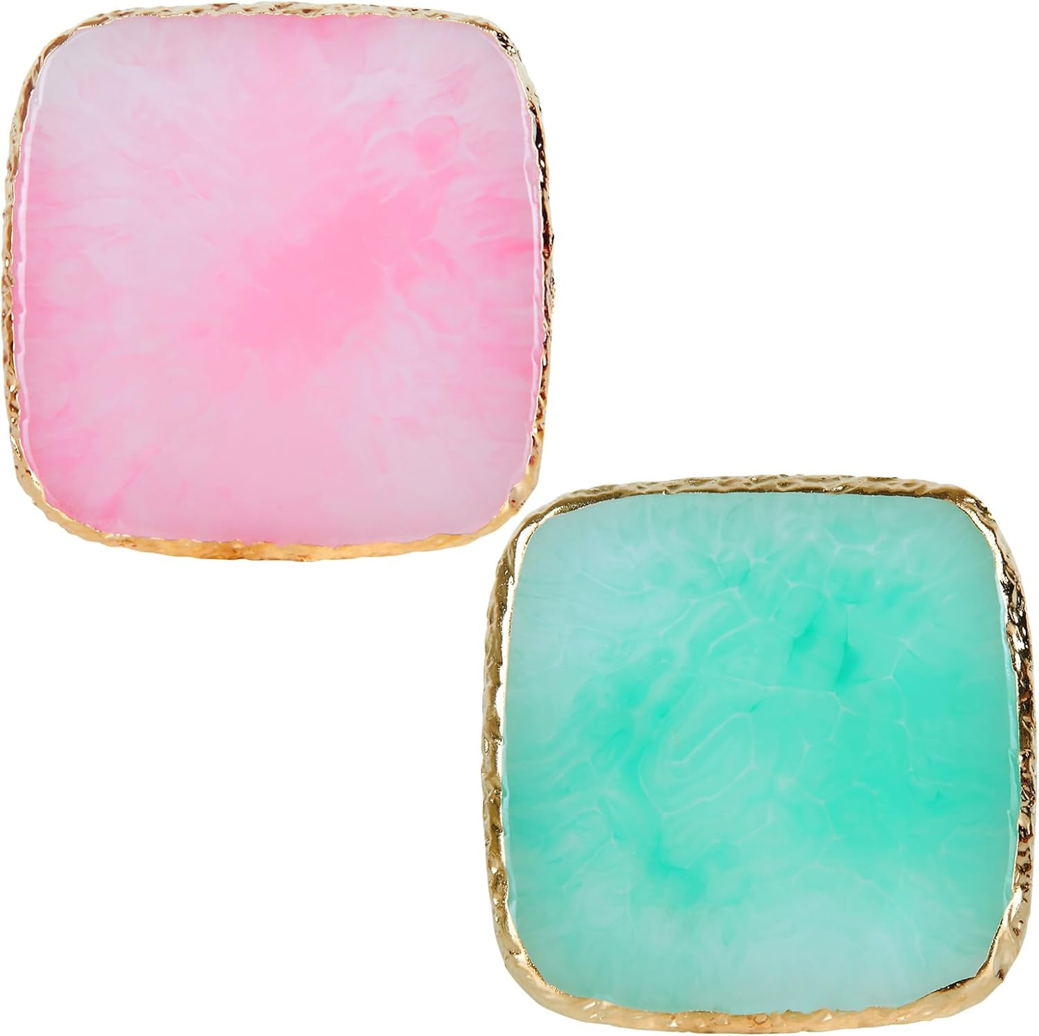 2 Pcs Resin Nail Art Palette, Gold Edge Nail Palette, DIY Nail Gel Color Display