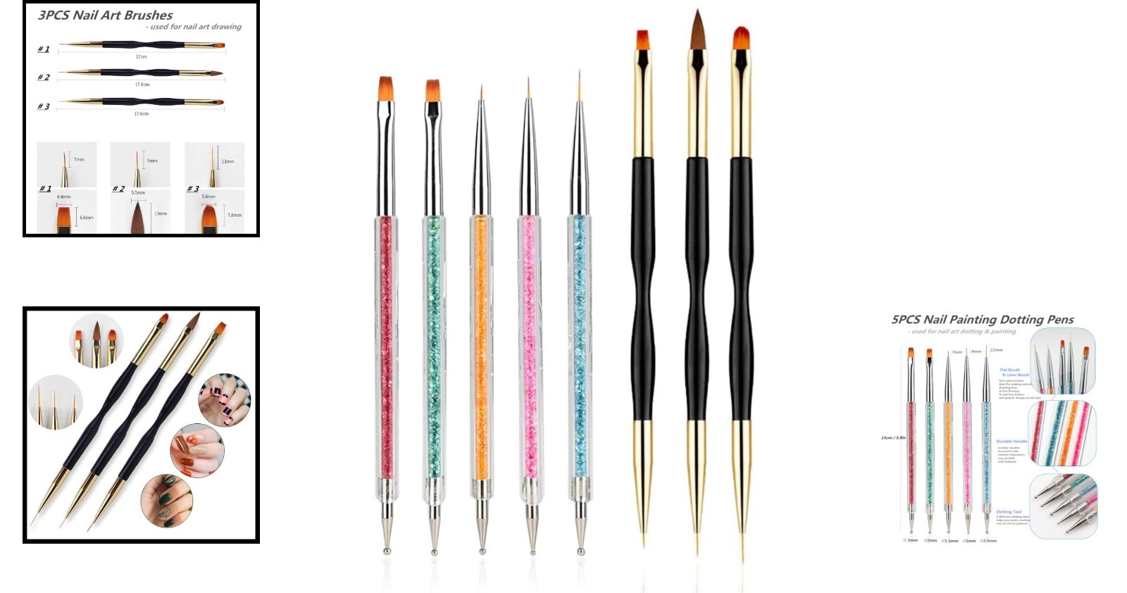 Complete 8PCS Nail Art Brush Set: Dual-Ended for Ultimate Creativity