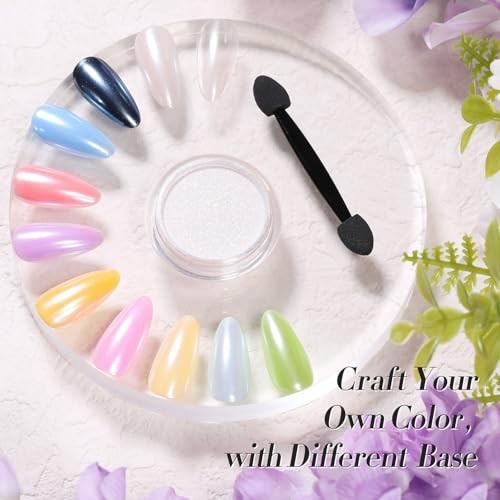 White Pearl Chrome Nail Powder Iridescent Mermaid Pigment for Acrylic Gel Nail