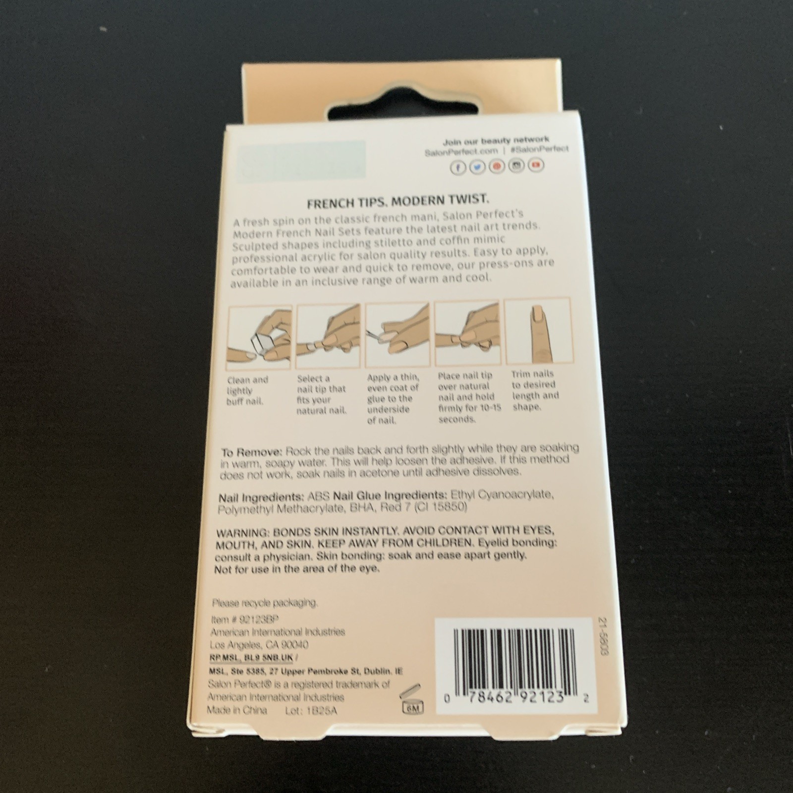 Salon Perfect 24 Nails Modern French Long Coffin Glossy Tan+Beige Ombre Effect
