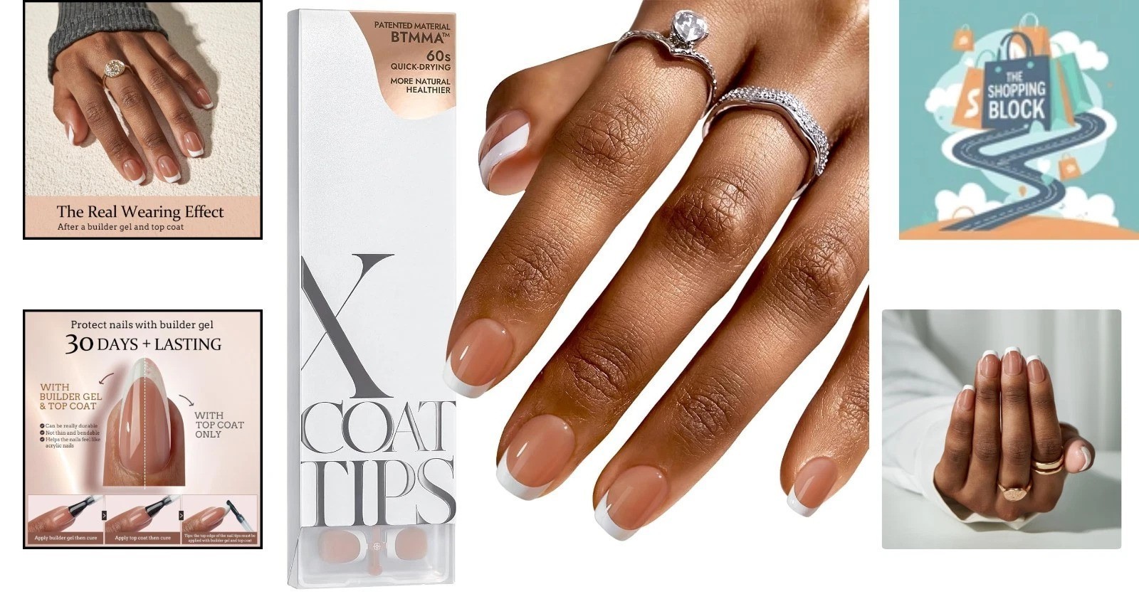 XCOATTIPS Brown Extra Short Square French Gel Tips, 150 pcs