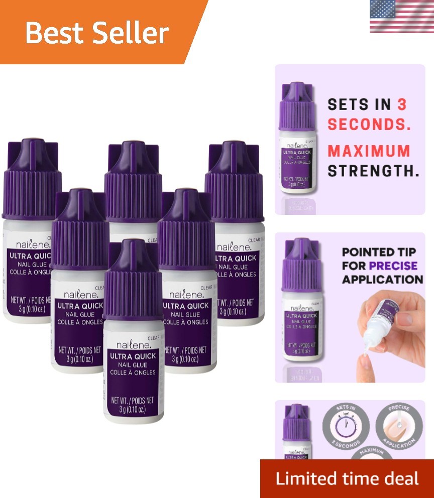 Ultra Quick Nail Glue Value Pack, Clear, Pointed Tip Precise Application, Sup…
