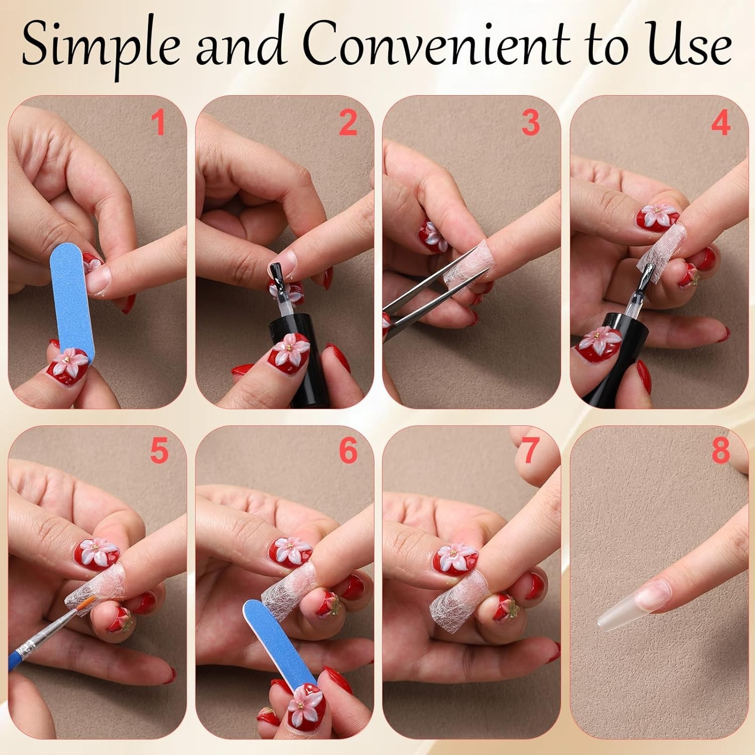 100 Pcs Silk Nail Extension Wrap Fiberglass Nail Wrap for Splits Breaks Repair