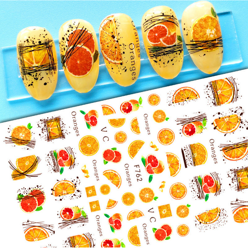 3D Nail Art Sticker Transfer Decals Strawberry Cherry Lemon Fruit Pattern NH15