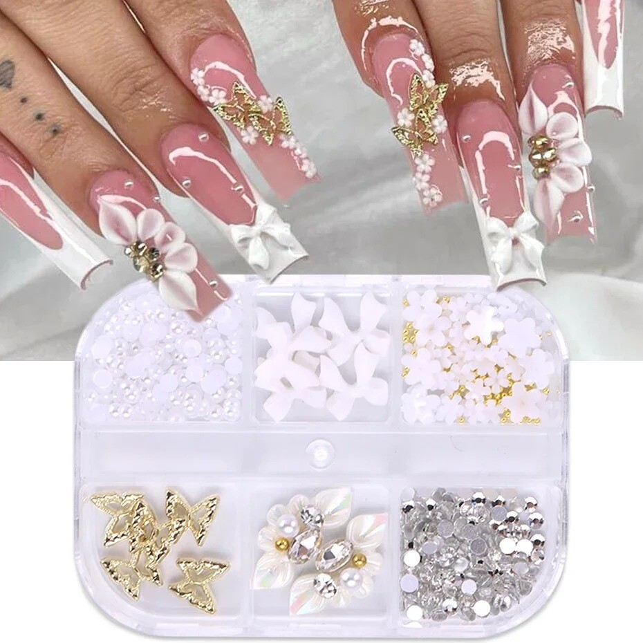 3DNail Charm Flower Nail Art Stickers Decals DIY Art Jewelry Nail Decoration