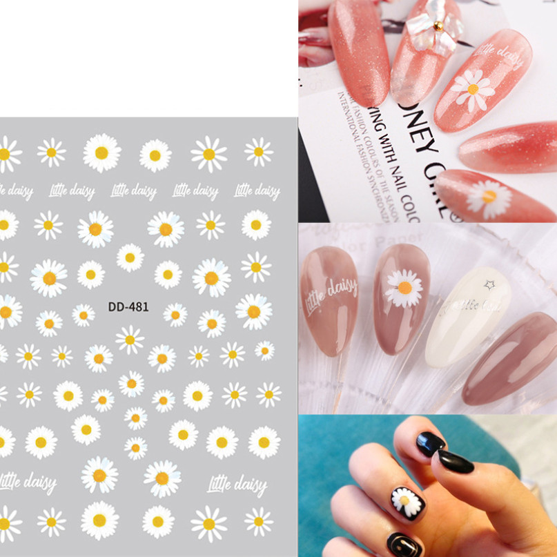 Nail Art Stickers Decal Daisy Flower Emoji Happy Face Smile Self-Adhesive NS45