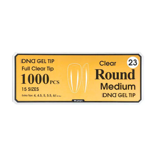 DND Gel Full Clear Tip Box #23 | Round Medium (1000 pcs)