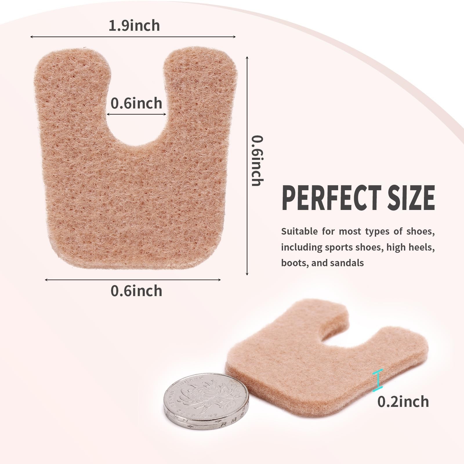 MoyRetty 60pcs U-Shaped Felt Callus Pads, Metatarsal Pads Self-Stick Cushions…