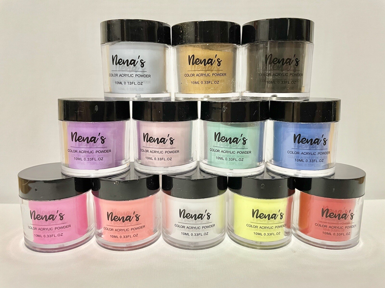 New, Nena’s Color Acrylic Powder Collections – Pack of 12. Colorful Shades