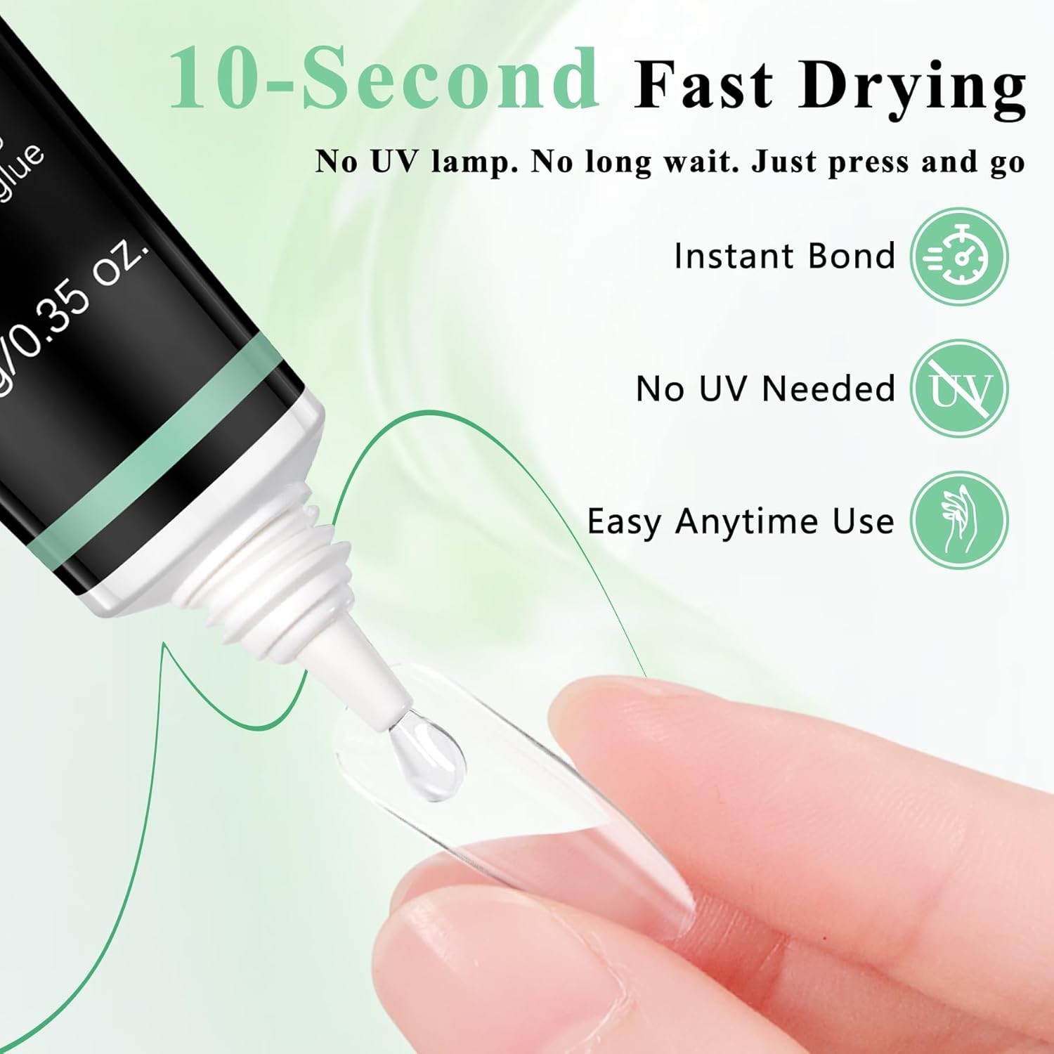 Nail Glue for Press Ons, 10s Fast-Drying No U V Light Needed – Upgrade Super Str