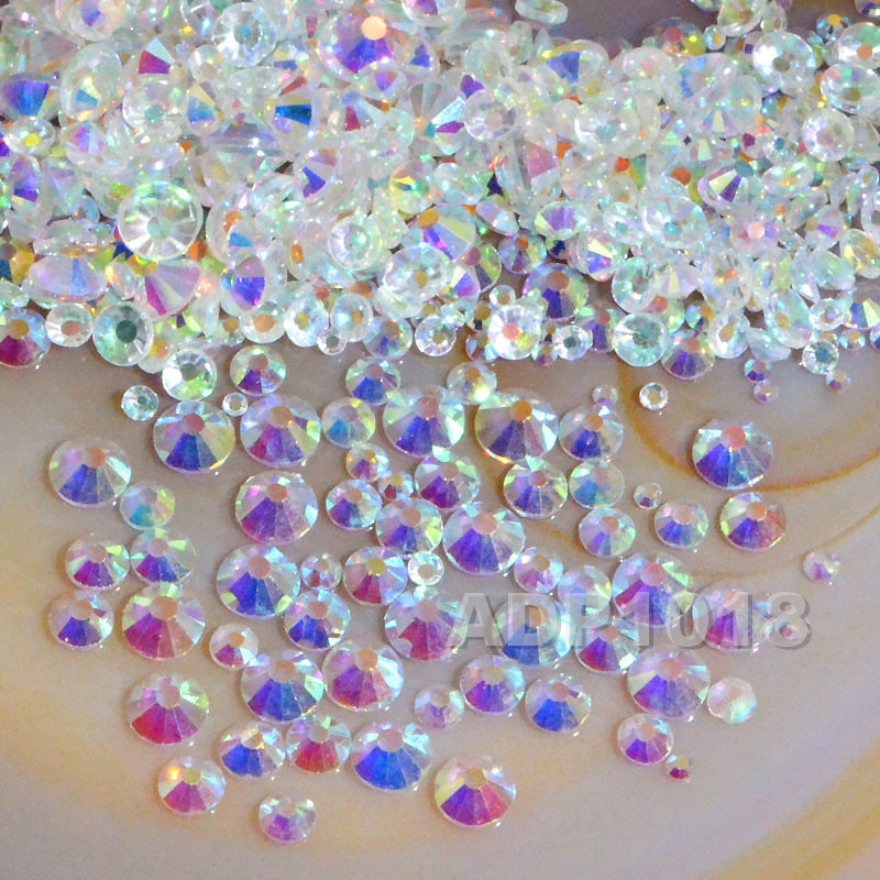 600PCS Mixed Size DMC Iron On Hotfix Crystal Rhinestones Flatback Nail Art Pick