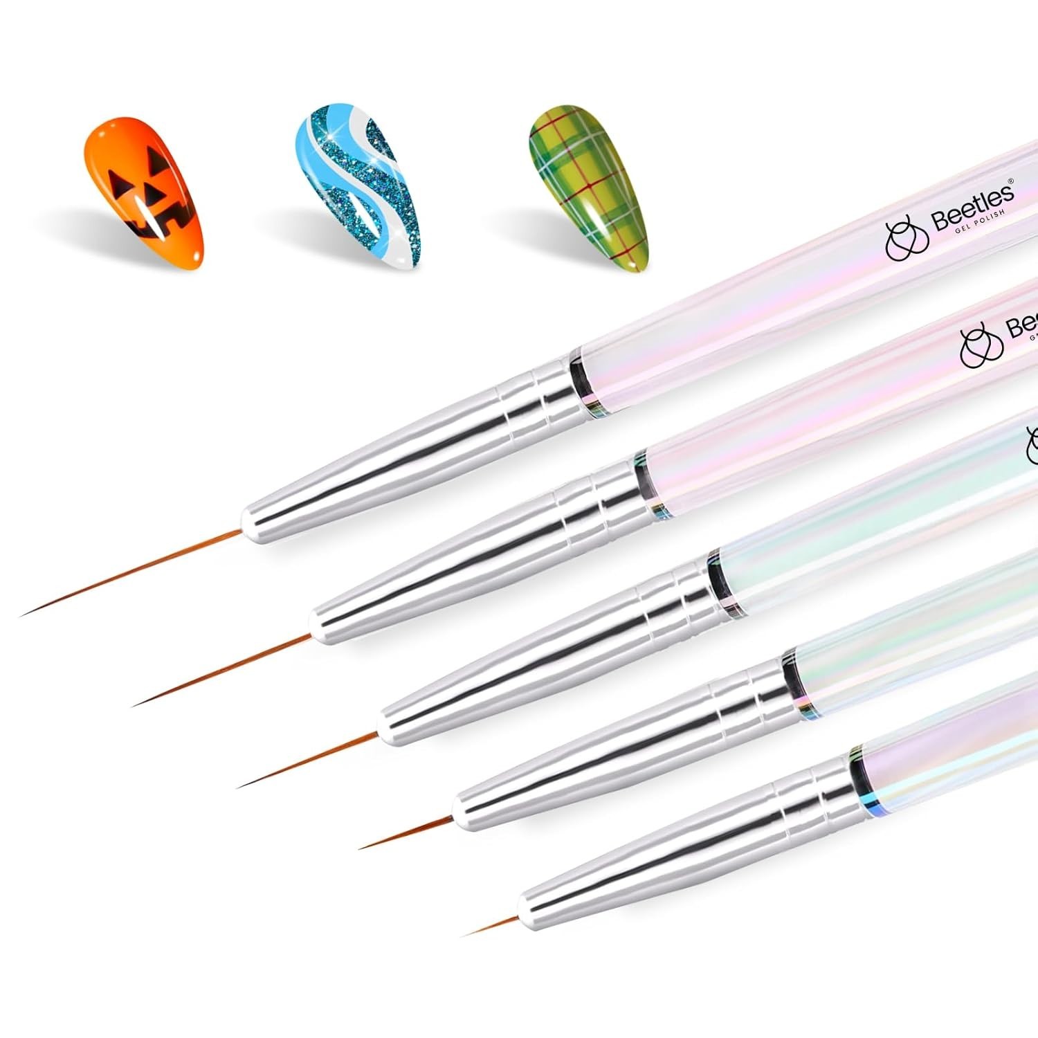 5 Size Professional Nail Art Brushes for Intricate Styling & Creative Designs