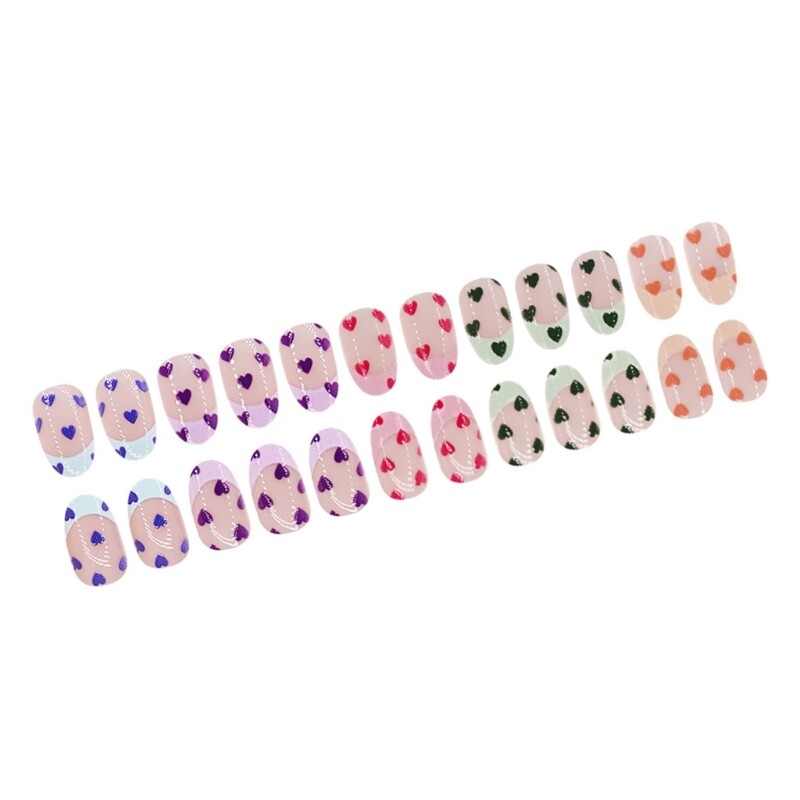 Fashionable Short Almond Press on Nail For Women Valentine s Day Nail 24Pcs