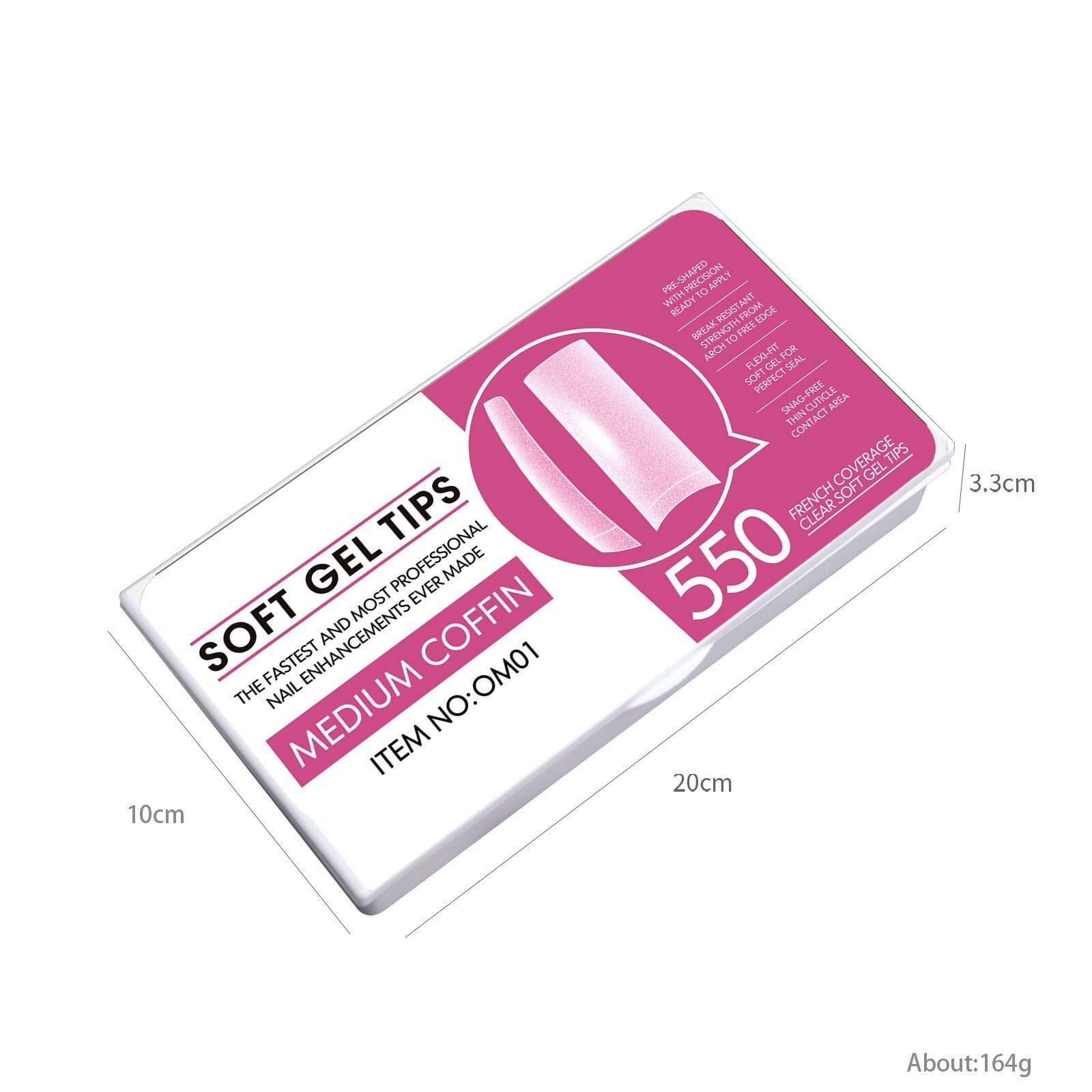 Various Style Soft Gel Tips Clear False Nails French Full Half Cover 550/440/330