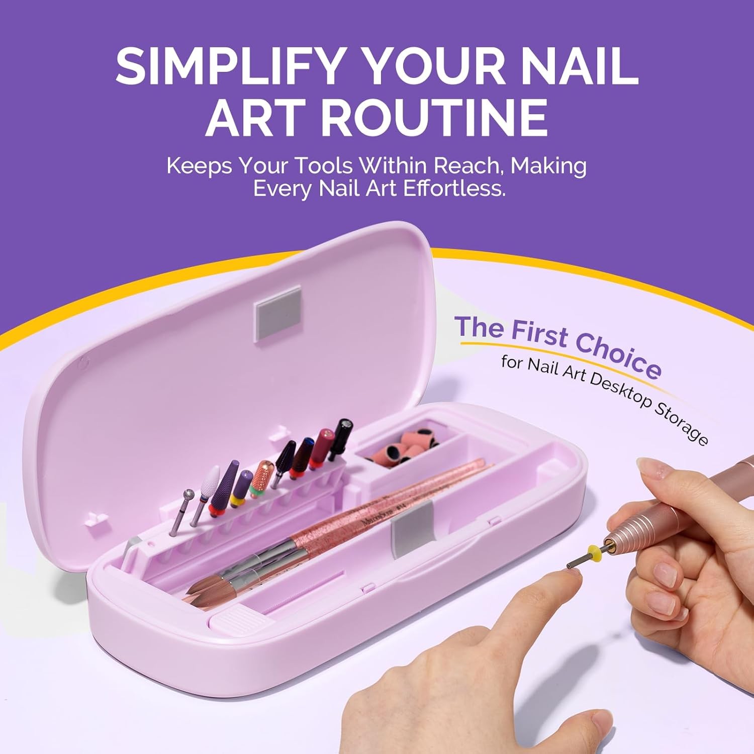 Acrylic Nail Tool Stora Box, Portable Dustproof Stand