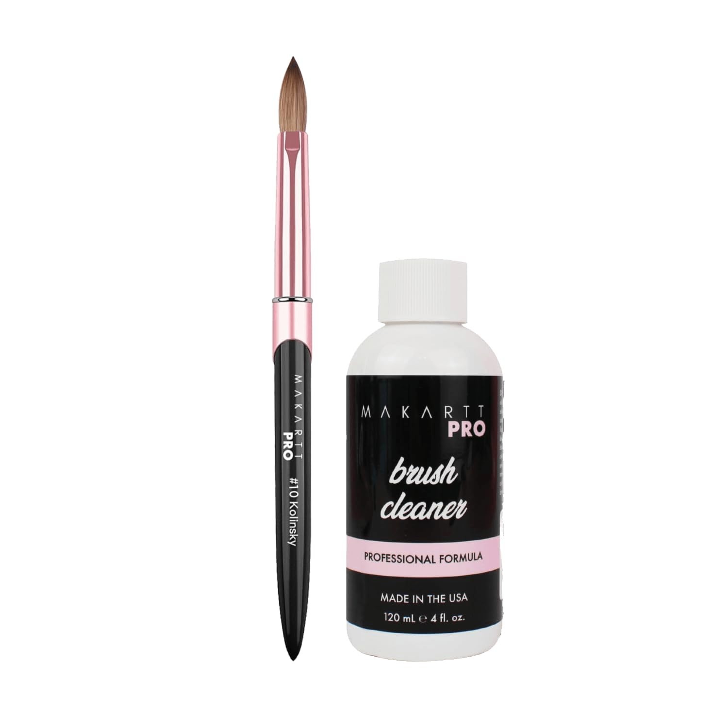 Professional Acrylic Nail Brush Size #10 & Acetone-Free Cleaner Bundle – Smooth