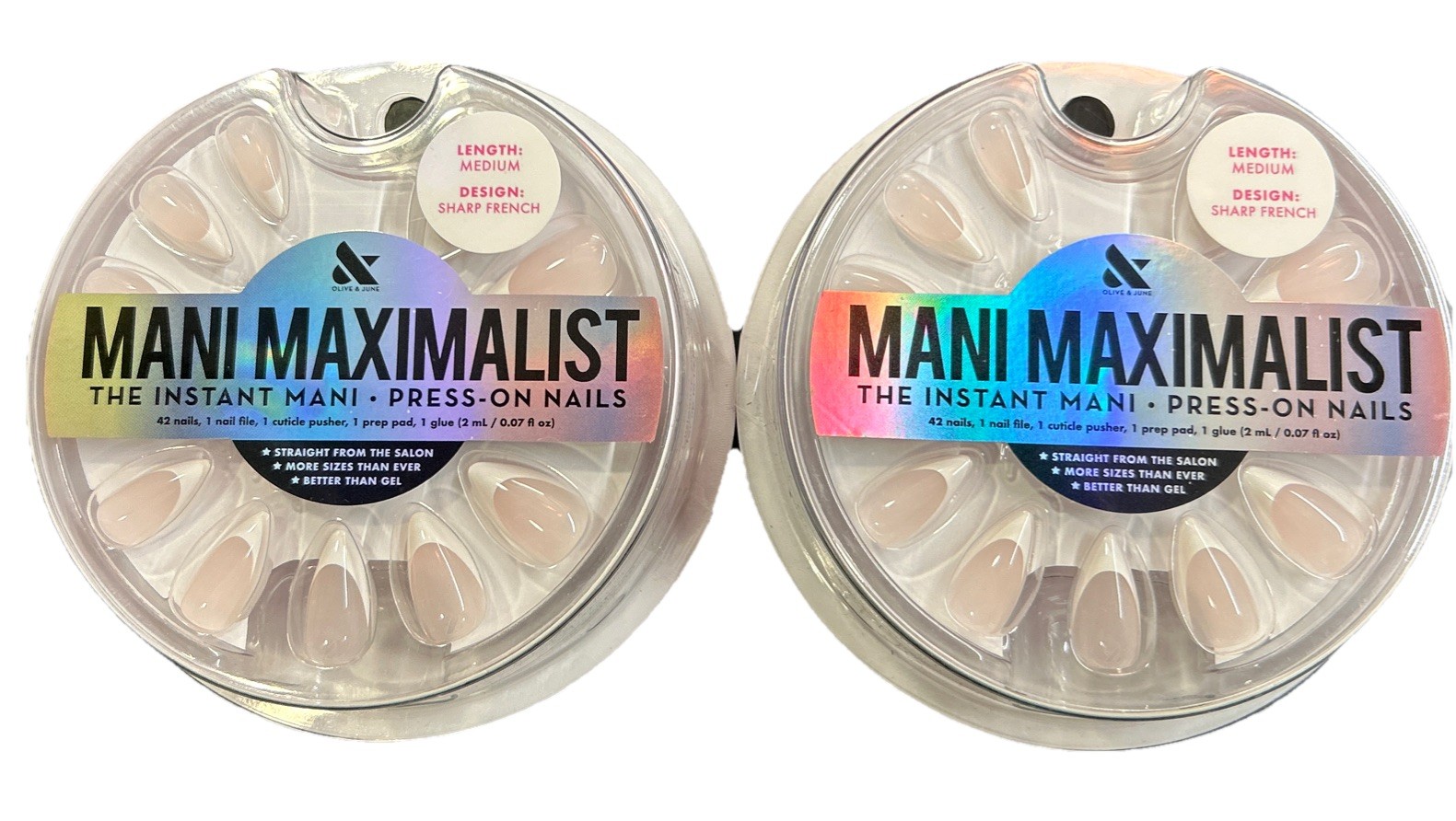 2 Sets Of Olive & June Instant Mani Press-On Nails Medium Length Sharp French