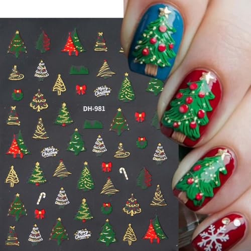 5 Sheets Christmas Nail Stickers 3D Christmas Nail Art Stickers christmas 17