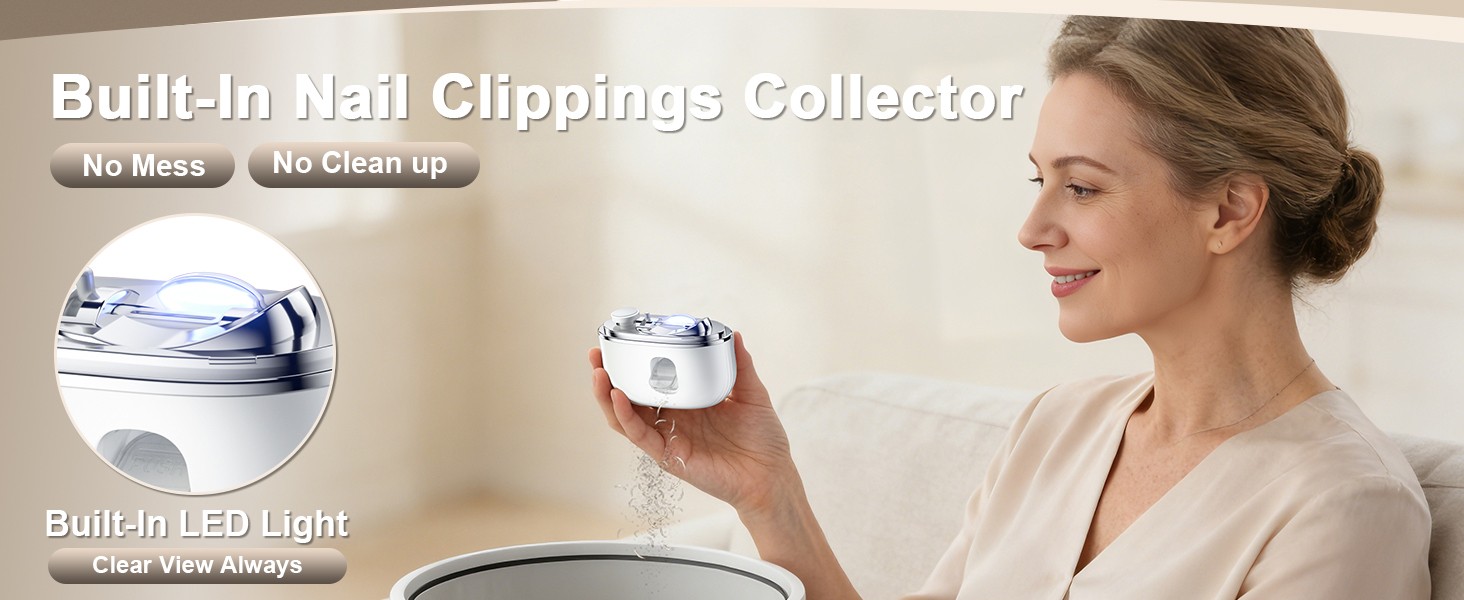 Electric Nail Clipper, 2 in1 Smart Toenail Clippers with Polishing for
