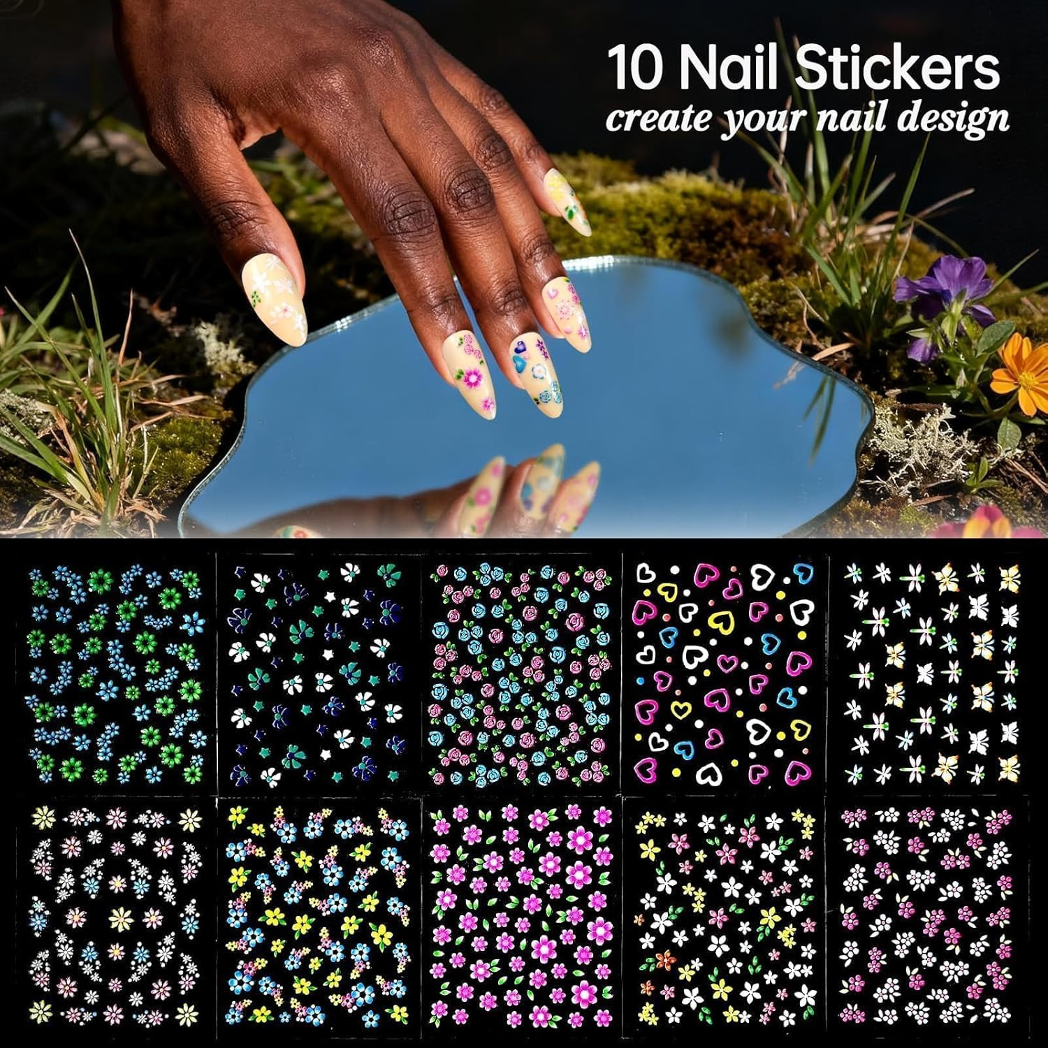 Press on Nails 576Pcs with 12Pack Glossy Medium Almond & Short round (Natural)