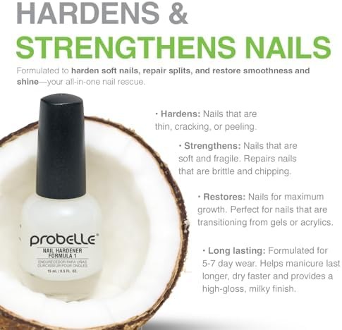 Probelle Nail Hardener Formula 1 – Repair Damaged Nails, Extra Strong Nail Growt