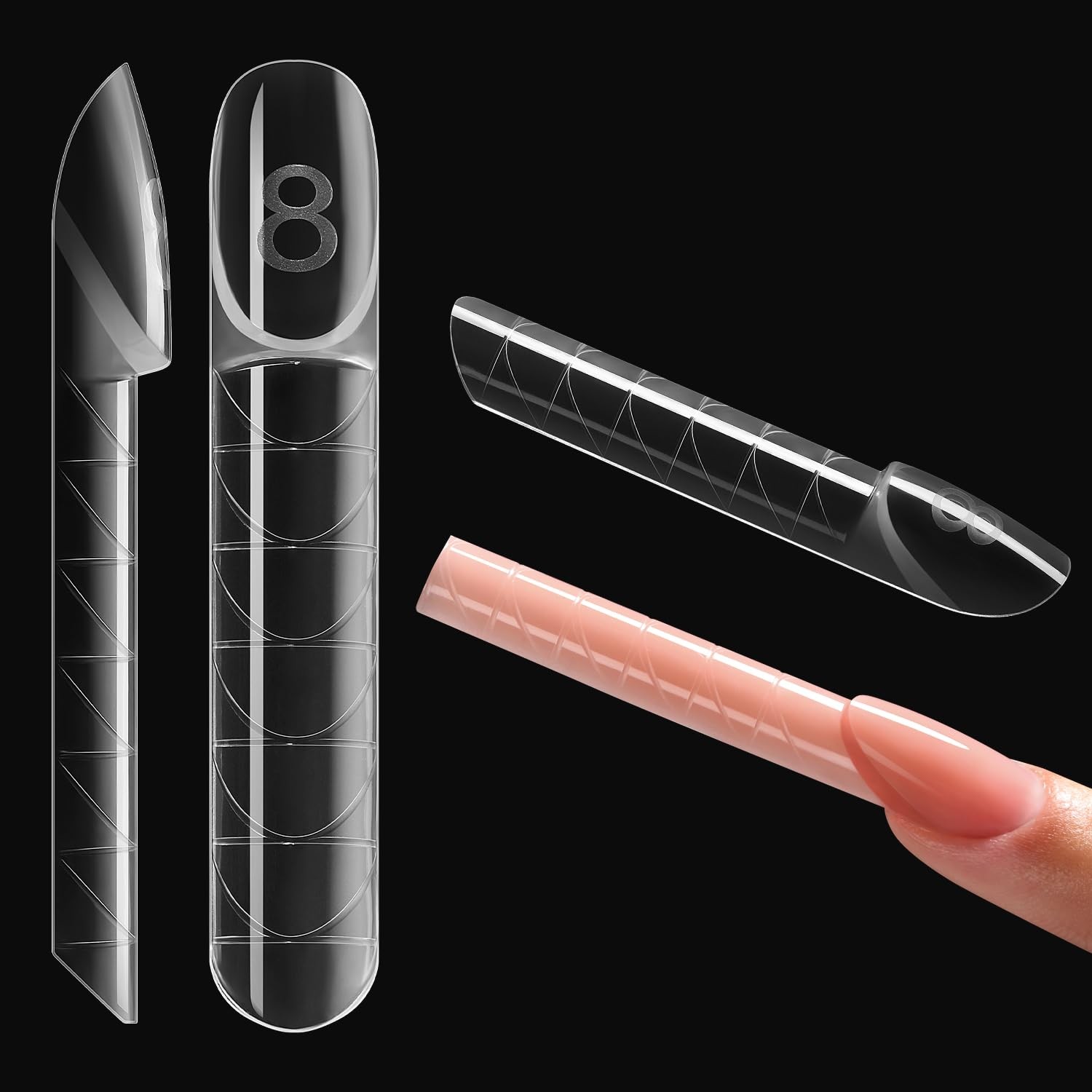 ImMaster French Dual Form,150pcs 3D Reverse Gel Nail Extensions Kit Magic Cap…