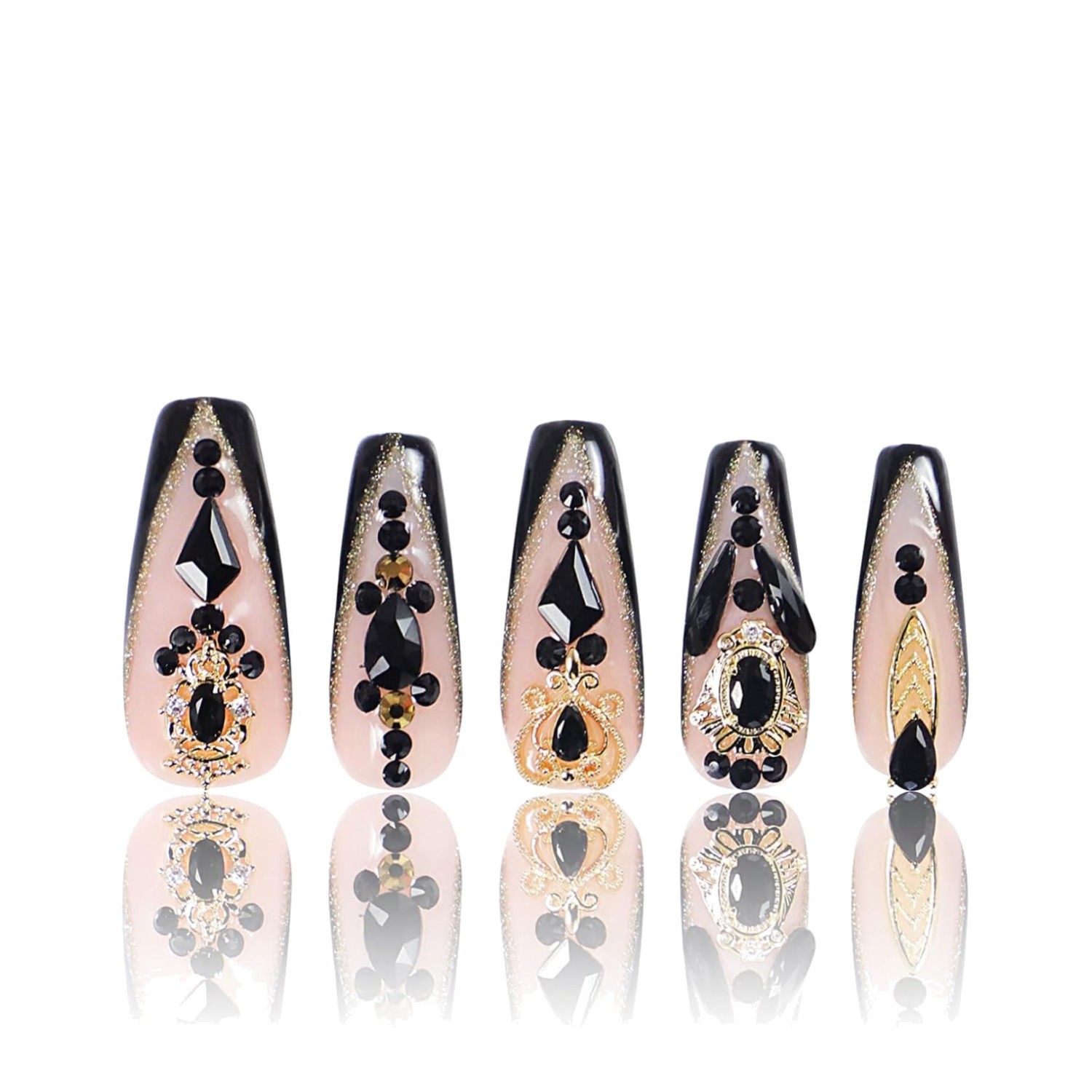 Handmade Crystal Full Cover Reusable Coffin Nails