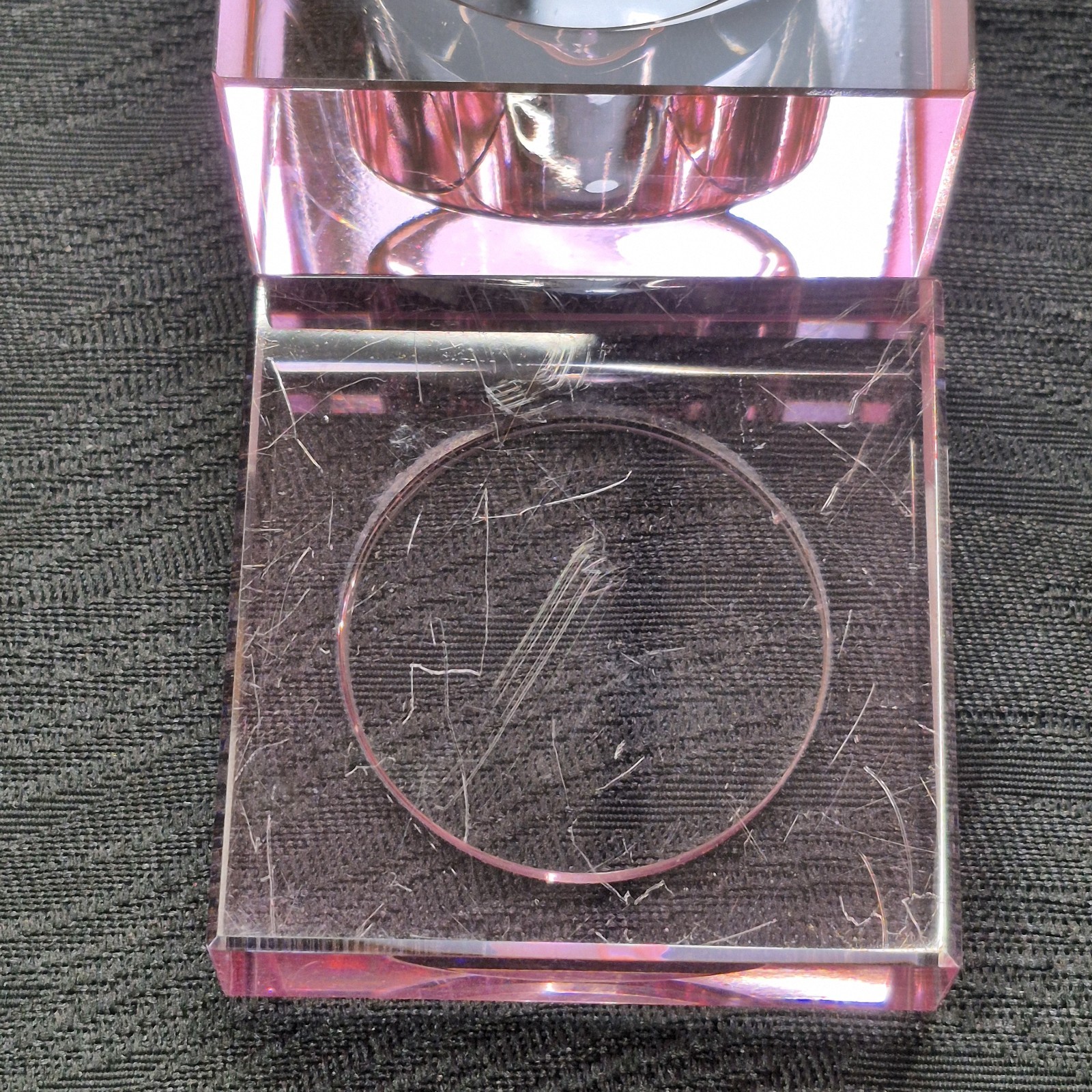 Square Pink Glass Dappen Dish W/Lid Original Box Nail Technician Acrylics GelS