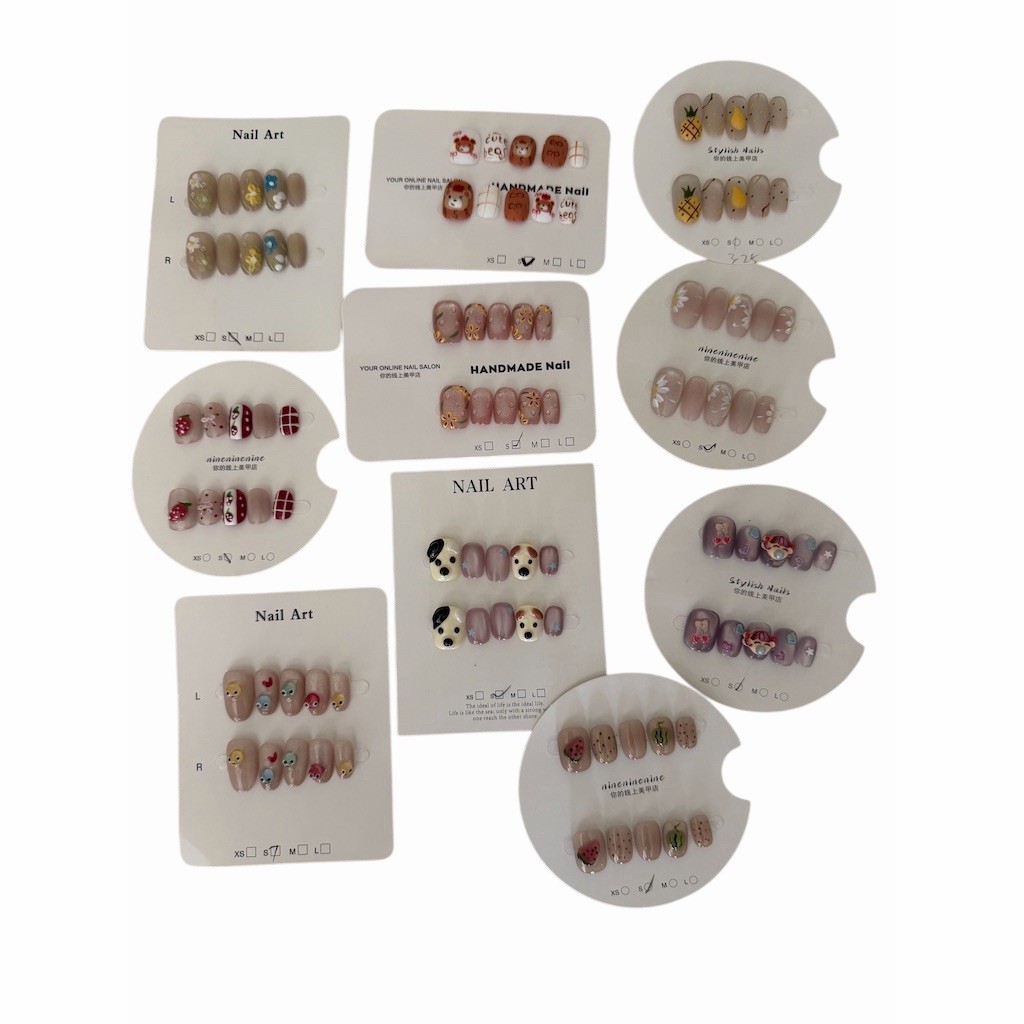 New 10 Sets Small Press On Nails Lot Handmade Nail Art Sets Cute 3D Multicolor
