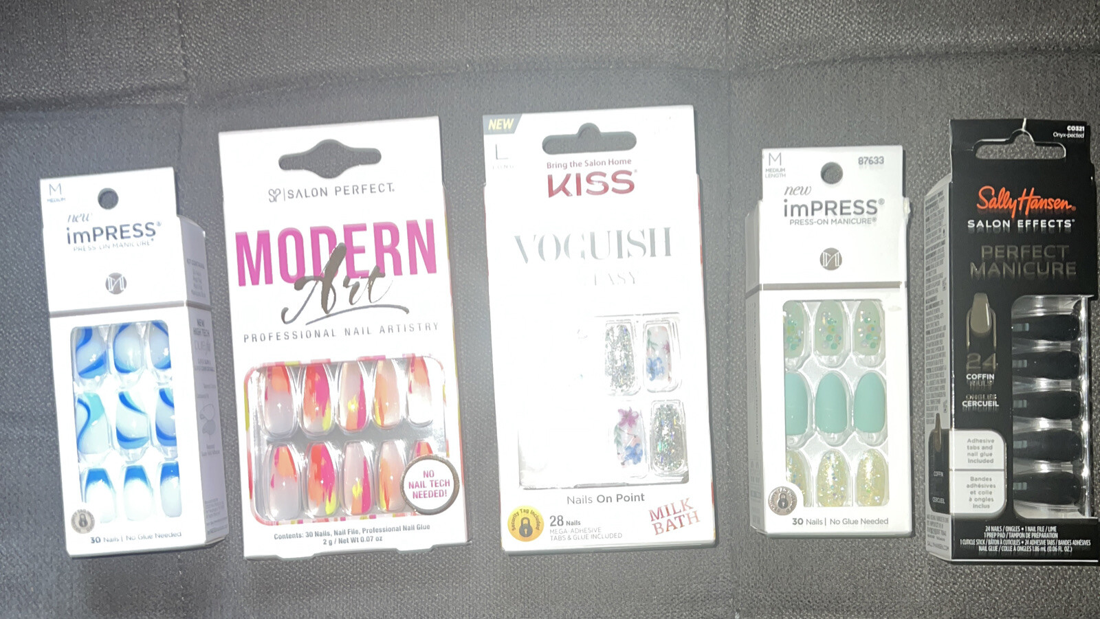 KISS SALON💅Mixed Lot 5-Pks Nail Sets:Modern Art, Voguish Fantasy,imPress & More