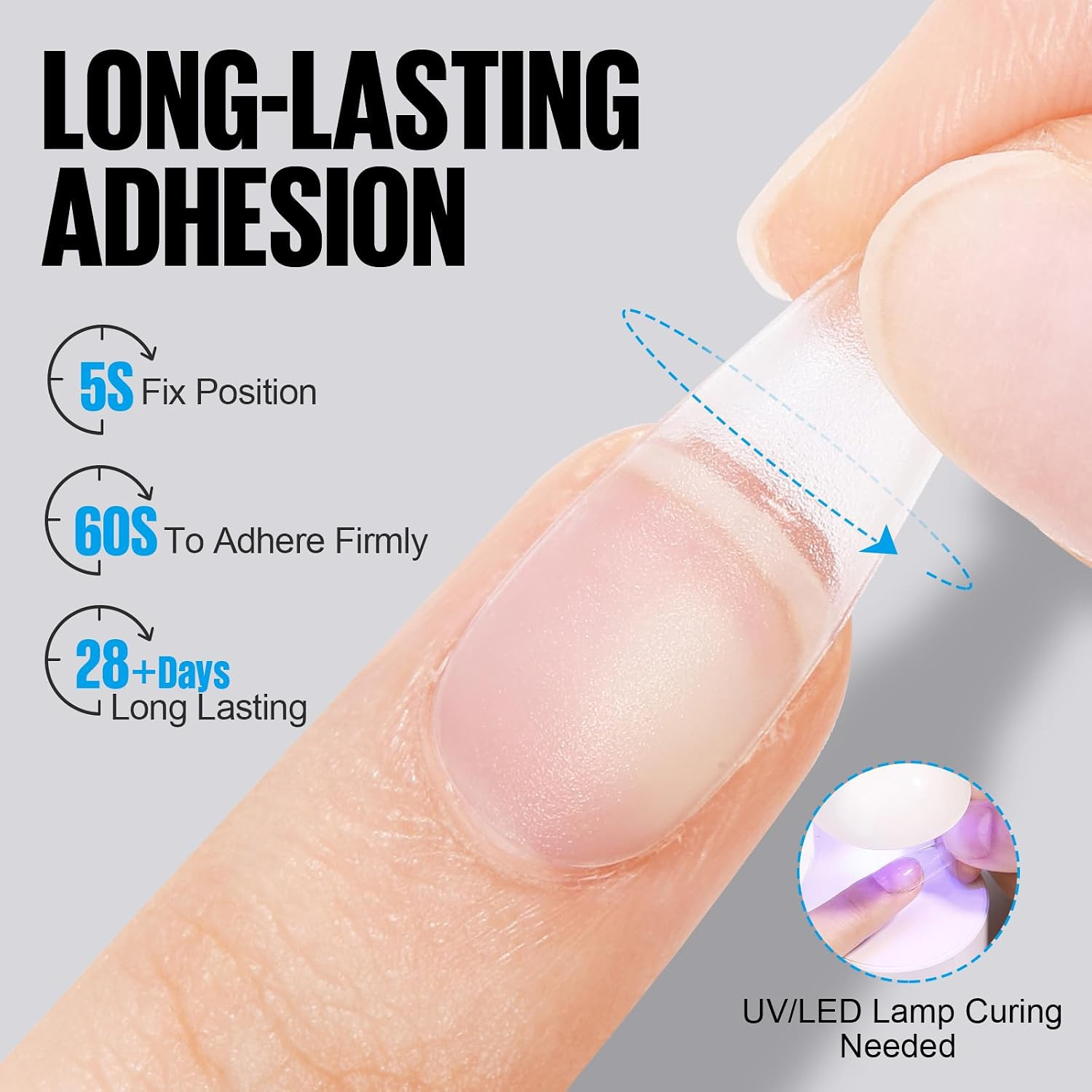 6 in 1 Nail Glue for Press Ons 8Ml Strong Brush on Gel Nail Glue for Nail Tips L