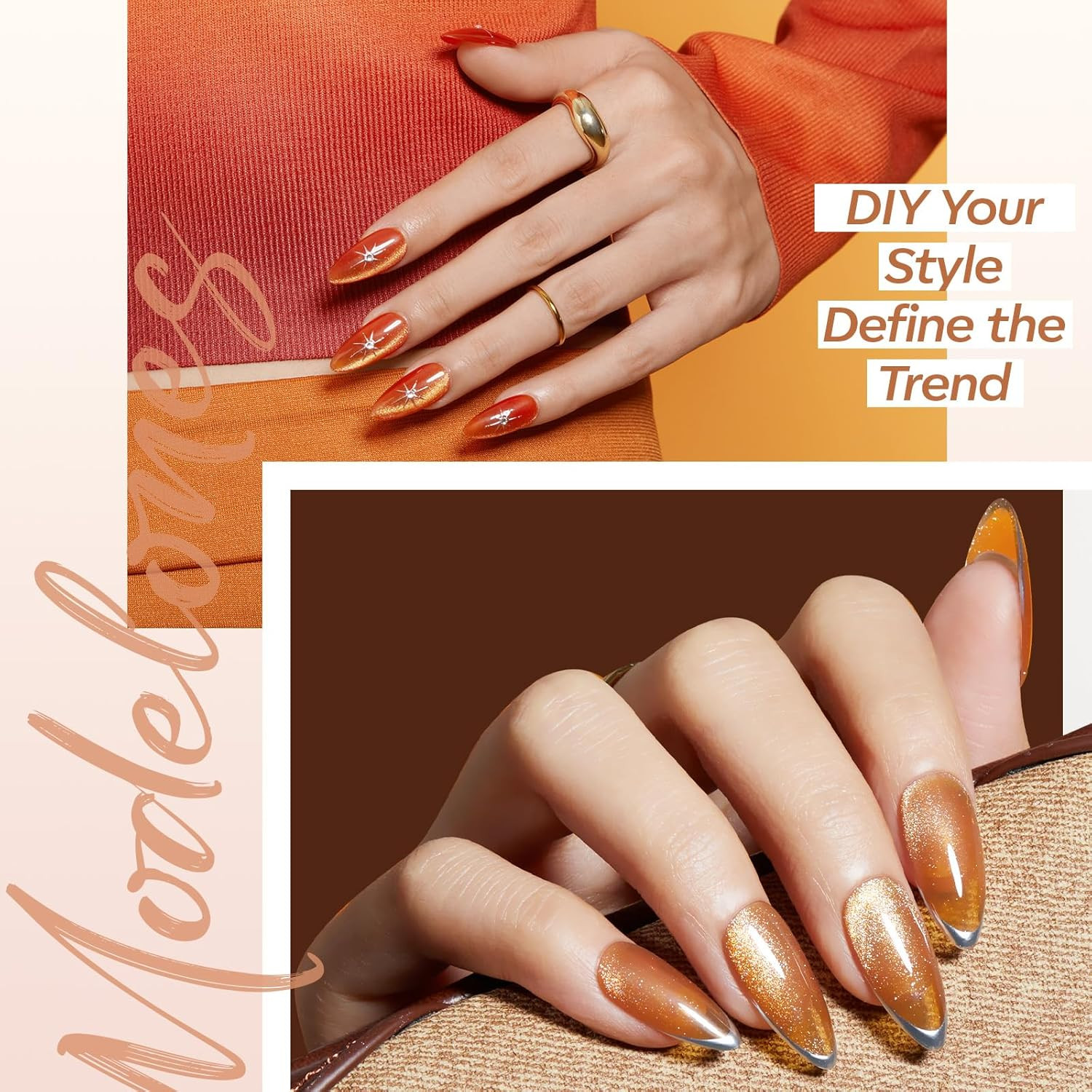 Gel Nail Kit Almond, Upgrade 15Sizes Fake Nails, 9-In-One Glue Dehydrator & Mini