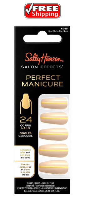 Sally Hansen Perfect Manicure Salon Effect, Meet Me in the Metal-24 Coffin Nails