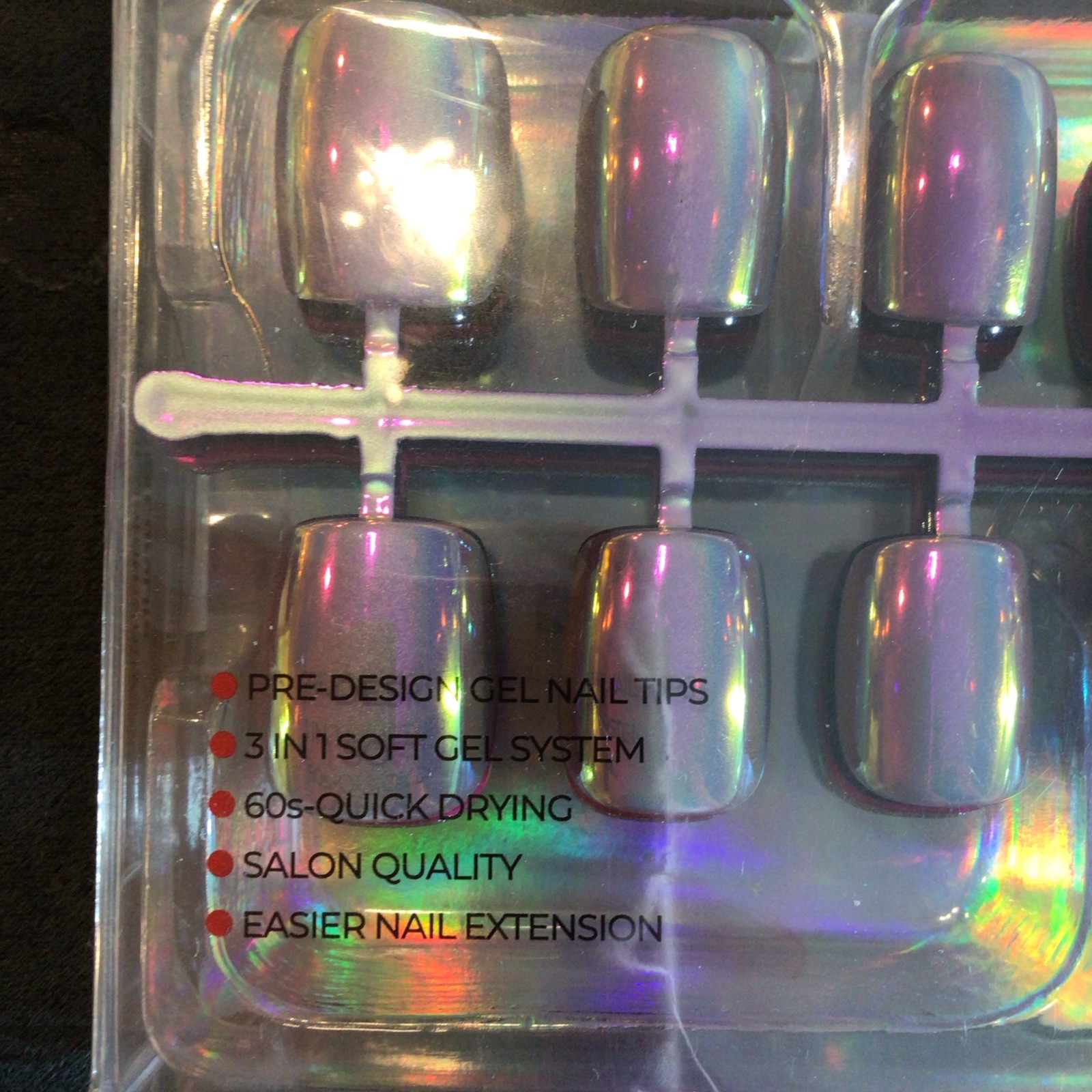 CurvLife Purple Silver Pre-Designed Full Cover Square Press-On Nails M Glue