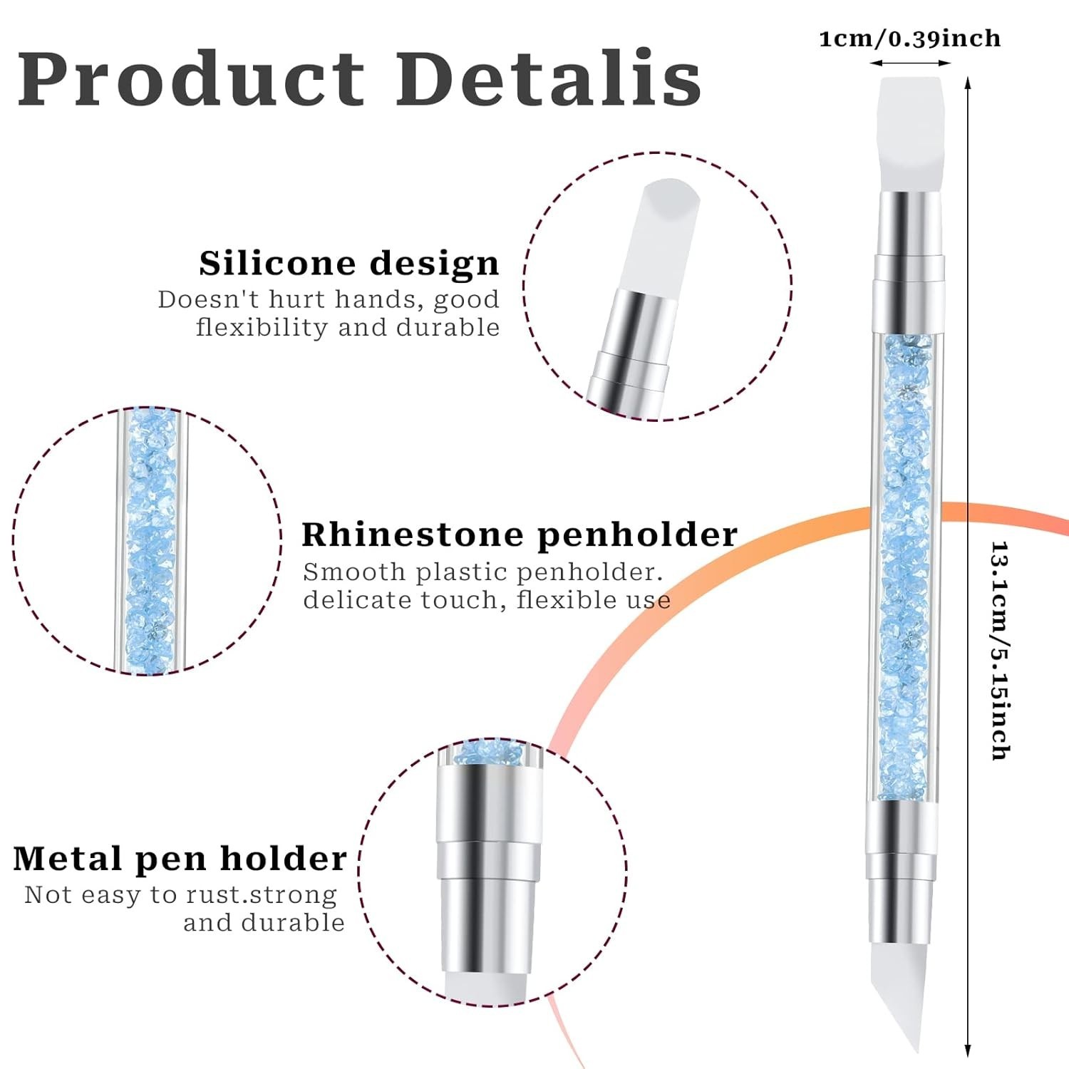 5 Pcs Nail Art Sculpture Pen Dual Tipped Silicone Nail Tools Nail Art Acrylic…