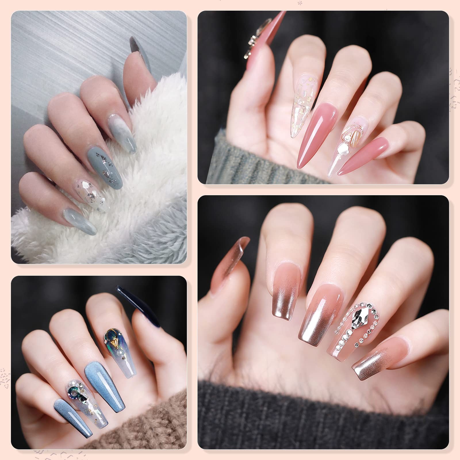 Abodhu Natural Nail Tips Coffin Shape Fake Nails French Tips Half-cover False