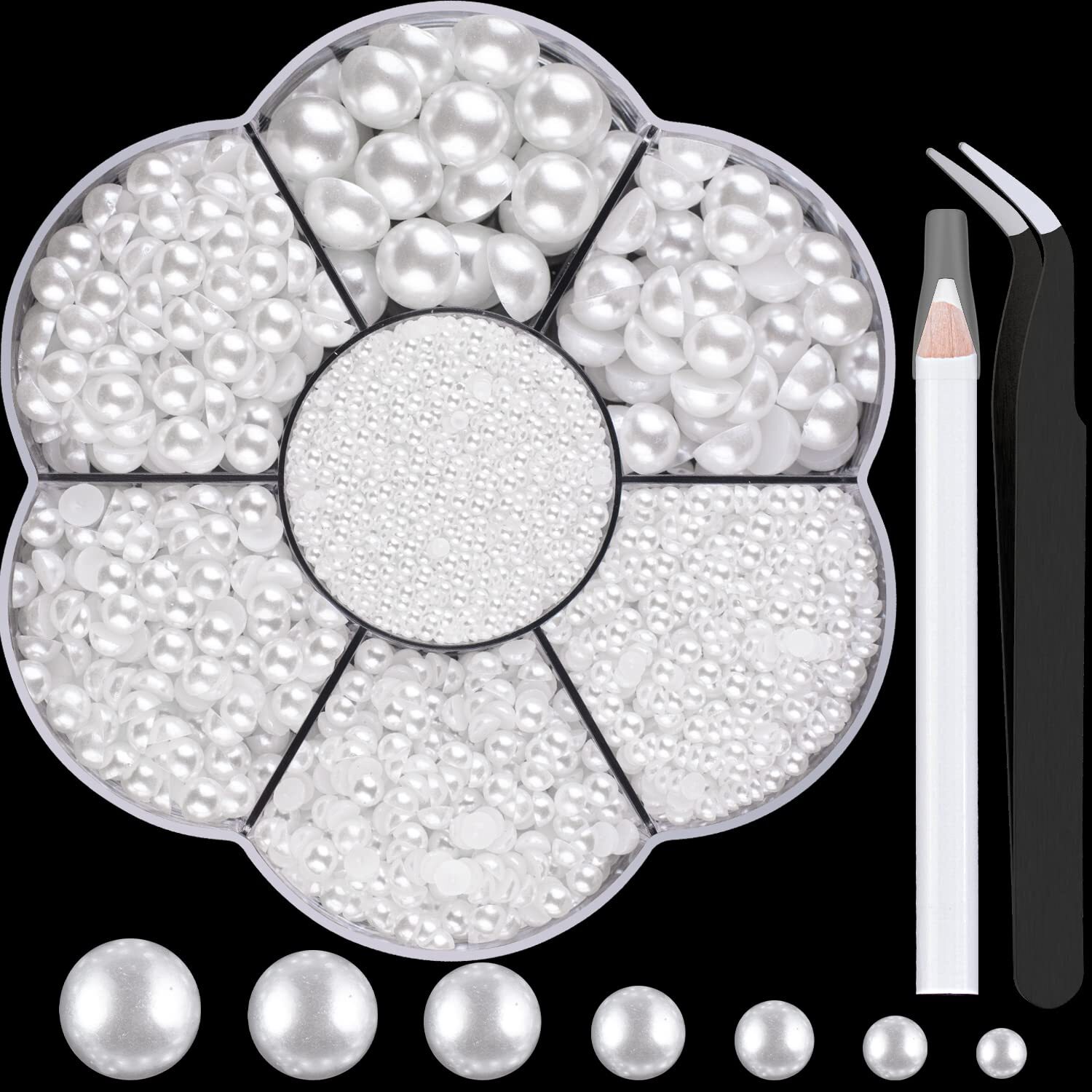 6000 Flat Back Half Round Pearls for Home DIY Nail Art Face Makeup Crafts
