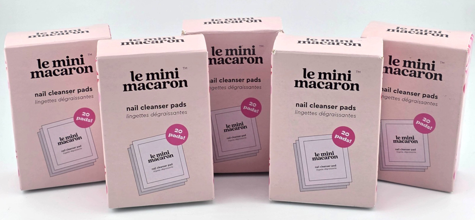 5 Boxes LE MINI MACARON Nail Cleanser Pads 20 Per Box (100 ct Total)