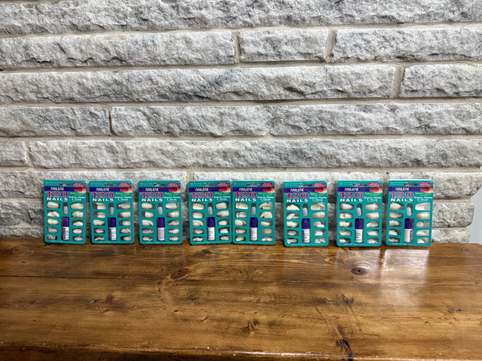 8 Packs Of 120 Nailene Glue-On French Tips Natural Curve Nail Kits 960 Nails NEW