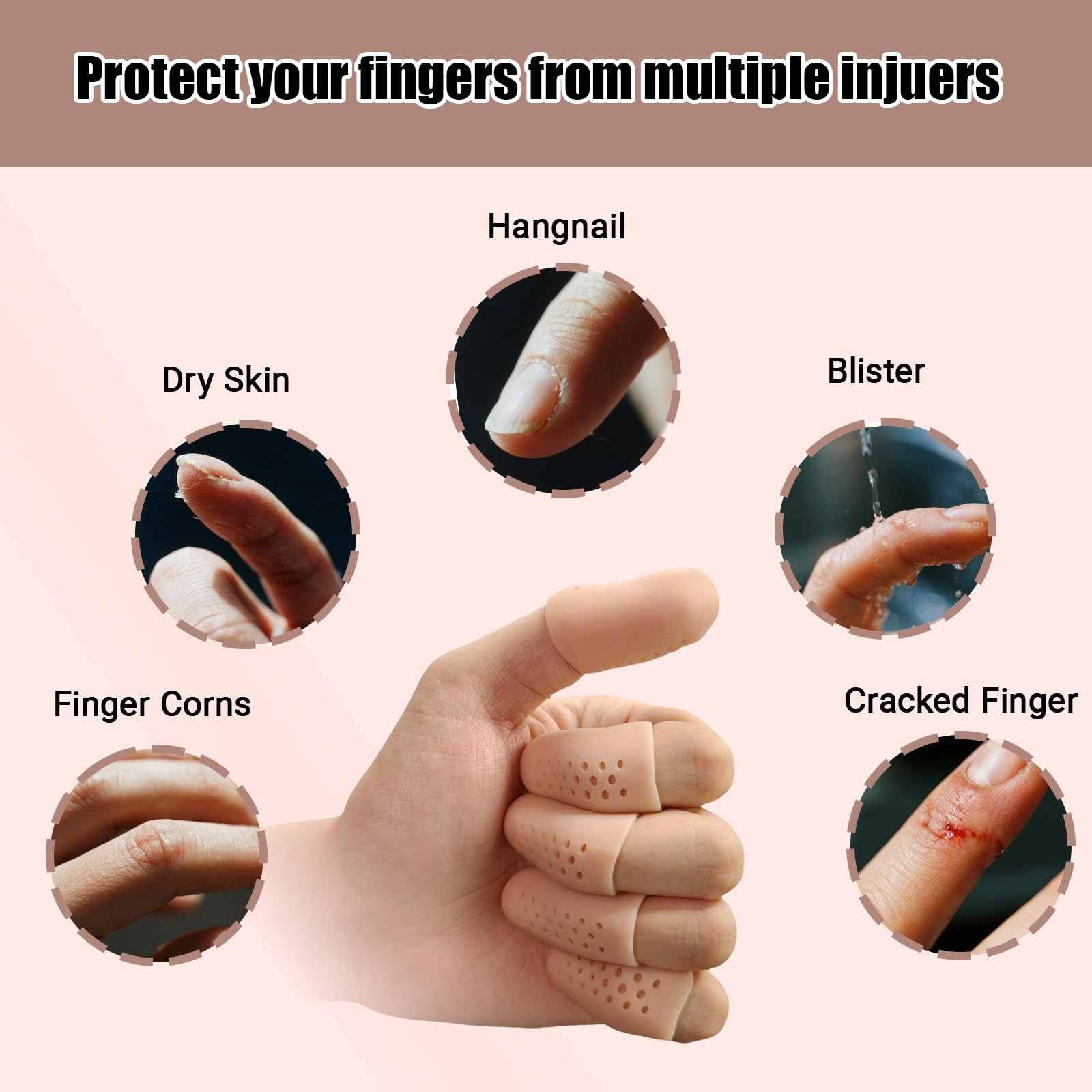 16 PCS Breathable Gel Finger Cots Tip Protection Protectors Promote Healing